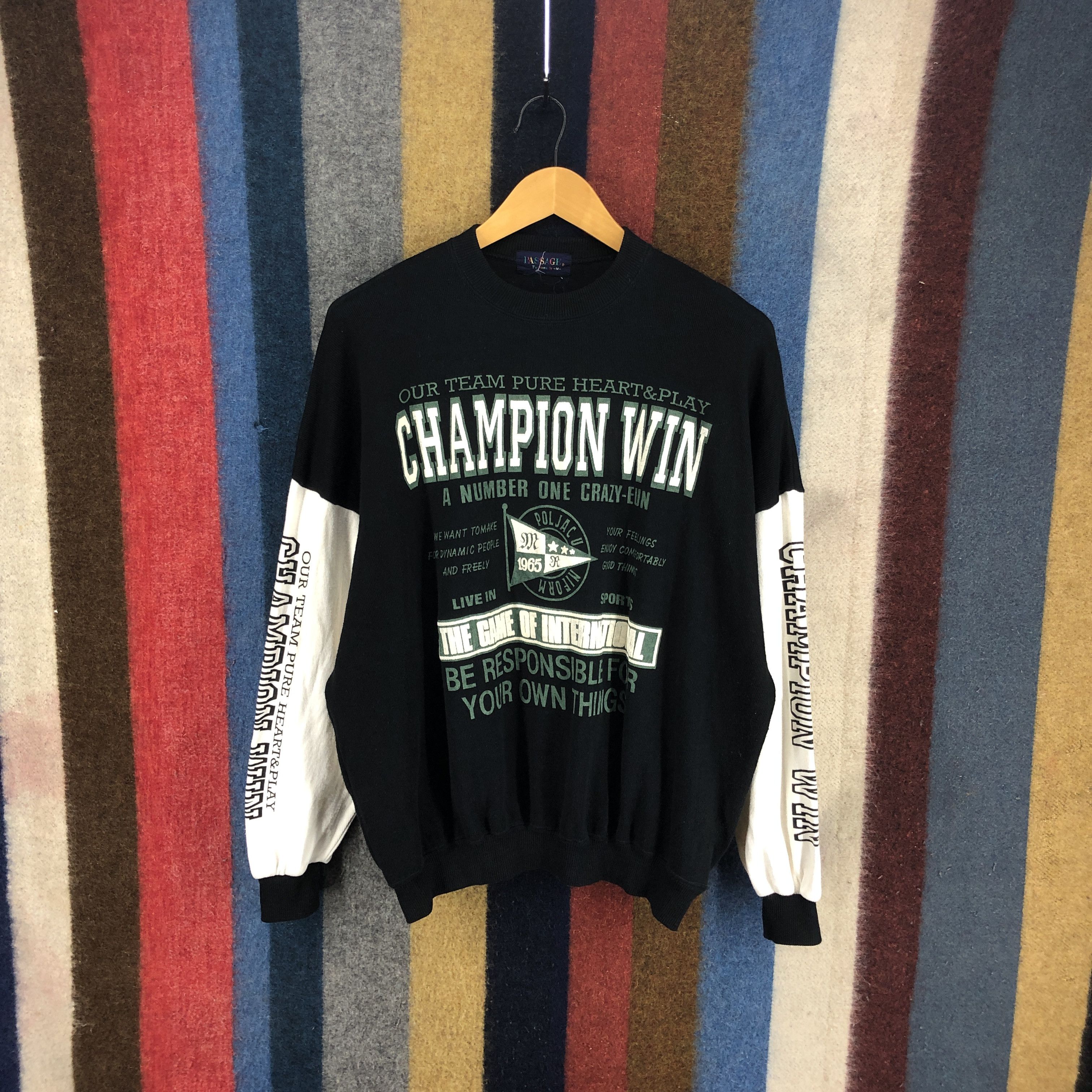 Japanese Brand Champion Win by PASSAGE Crew Neck Sweatshirt #0407/Q Size US L / EU 52-54 / 3 - 1 Thumbnail