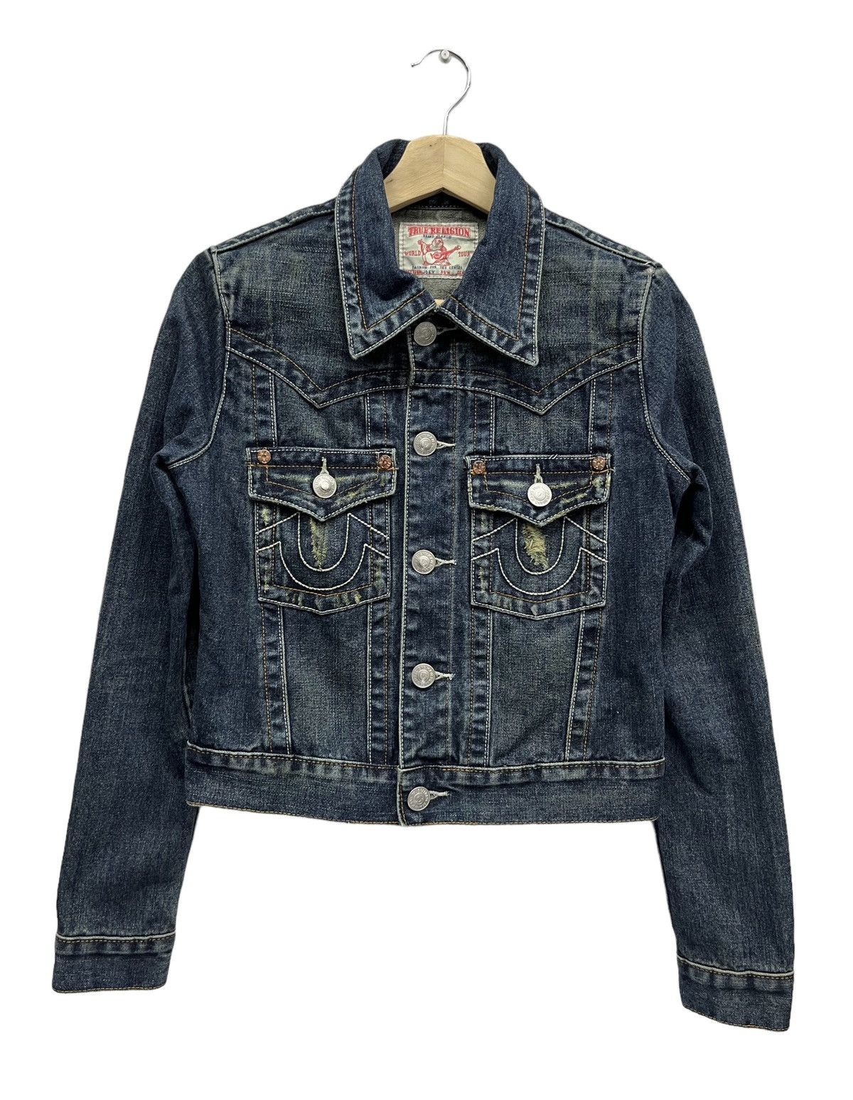 True Religion 🔥TRUE RELIGION JOEY Cropped Denim Jacket Size XS / US 0-2 / IT 36-38 - 2 Thumbnail