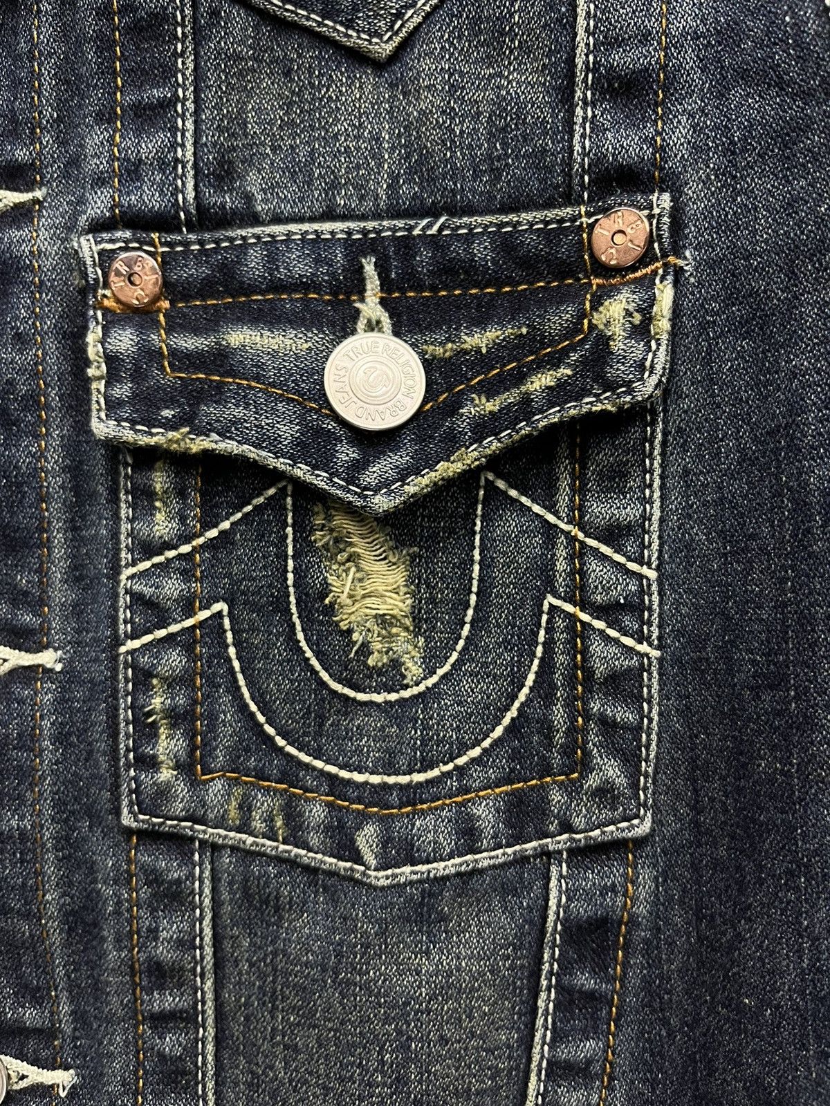 True Religion 🔥TRUE RELIGION JOEY Cropped Denim Jacket Size XS / US 0-2 / IT 36-38 - 6 Thumbnail