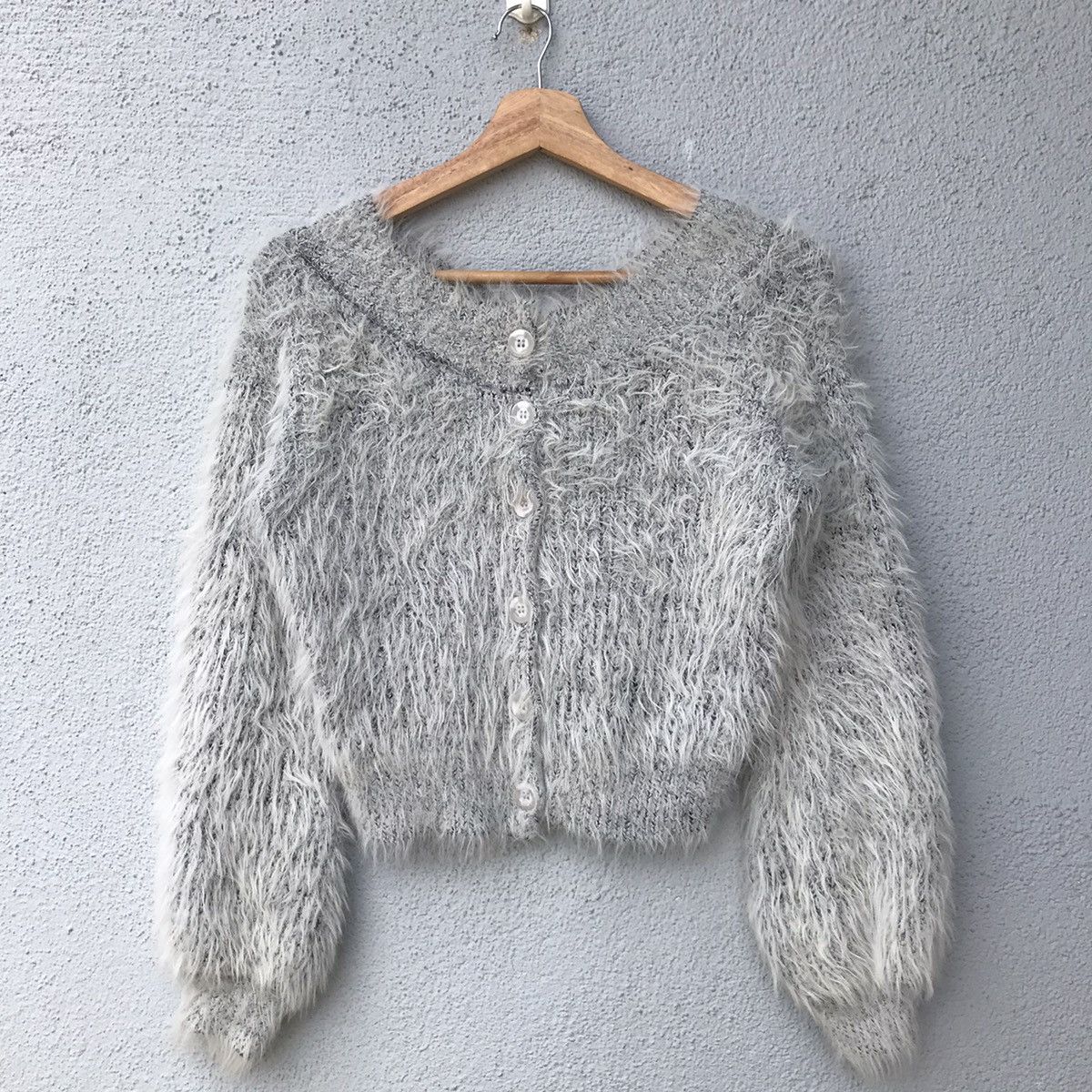 Vintage Resexy Fur Shag Shaggy Mohair Cropped Cardigan
