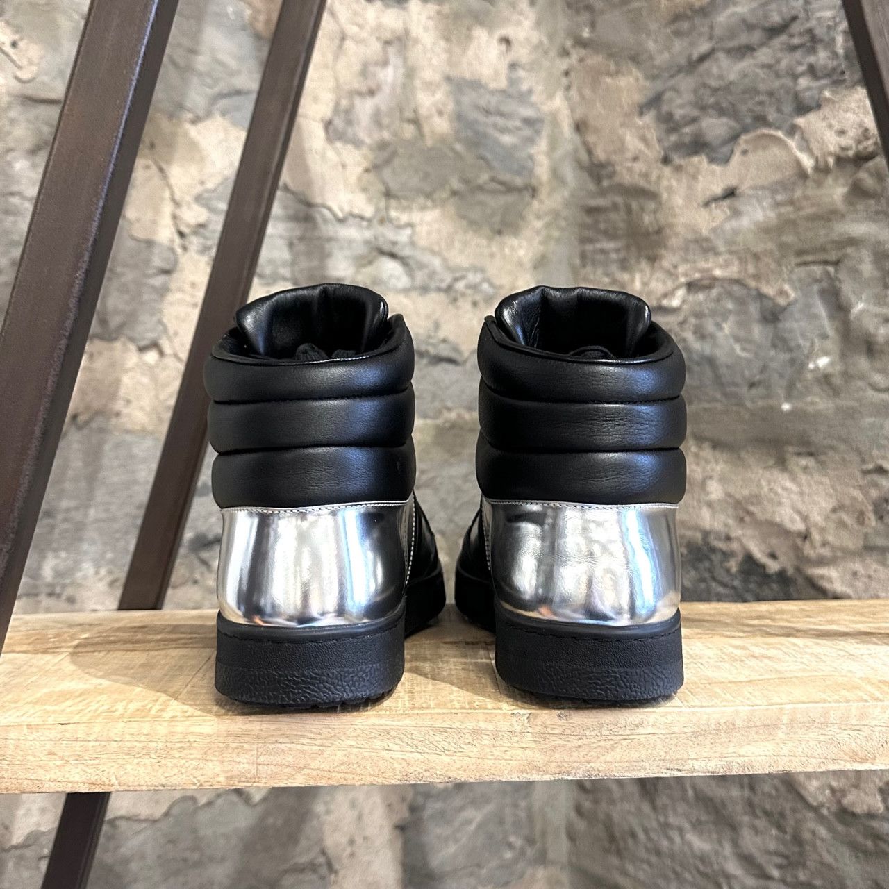Gucci Gucci Black Leather Silver Metallic High-top Sneakers Size US 9 / EU 42 - 5 Thumbnail