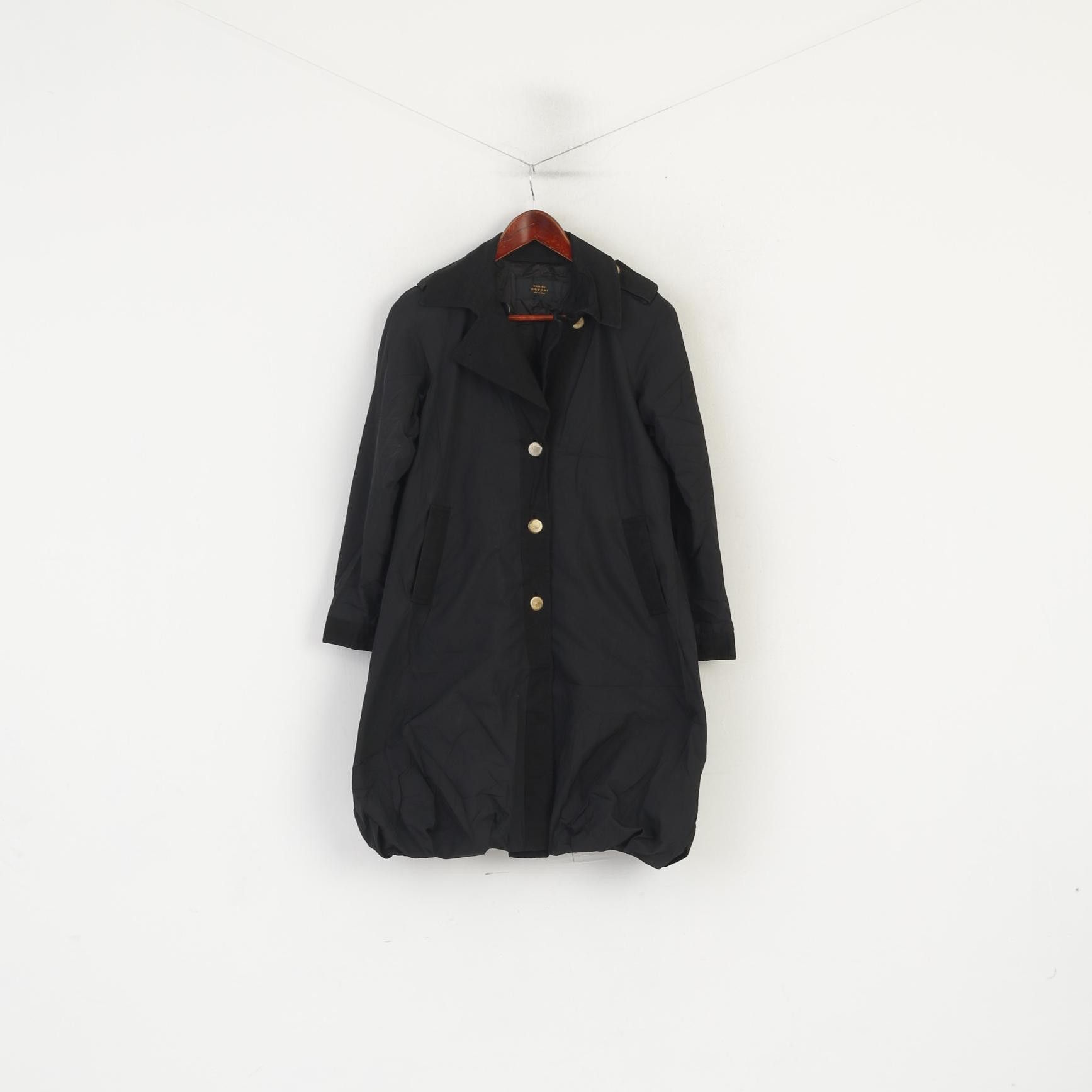 Grifoni Mauro Grifoni Women 40 XS Coat Black Shiny Italy 7204 Size XS / US 0-2 / IT 36-38 - 2 Thumbnail
