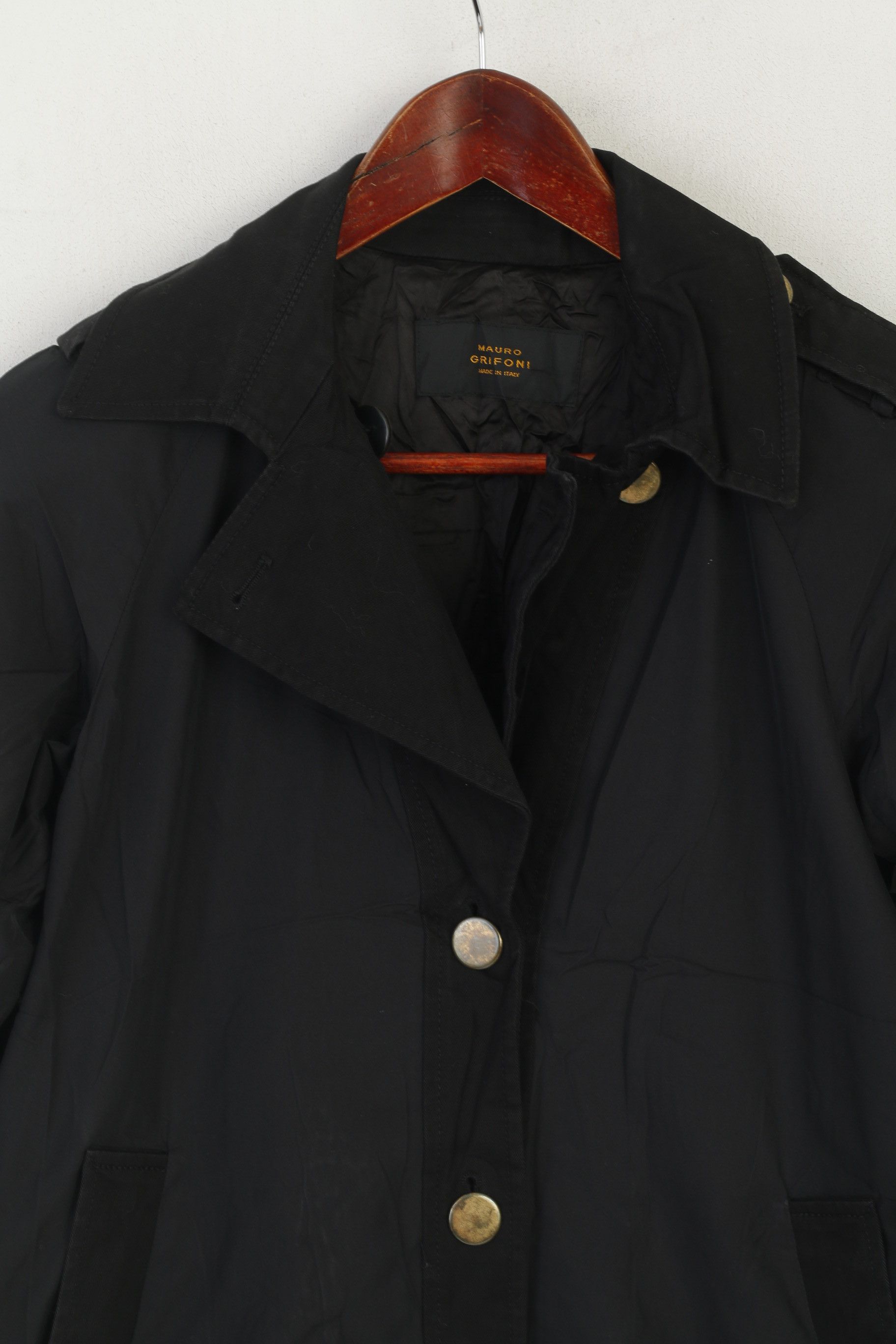 Grifoni Mauro Grifoni Women 40 XS Coat Black Shiny Italy 7204 Size XS / US 0-2 / IT 36-38 - 3 Thumbnail