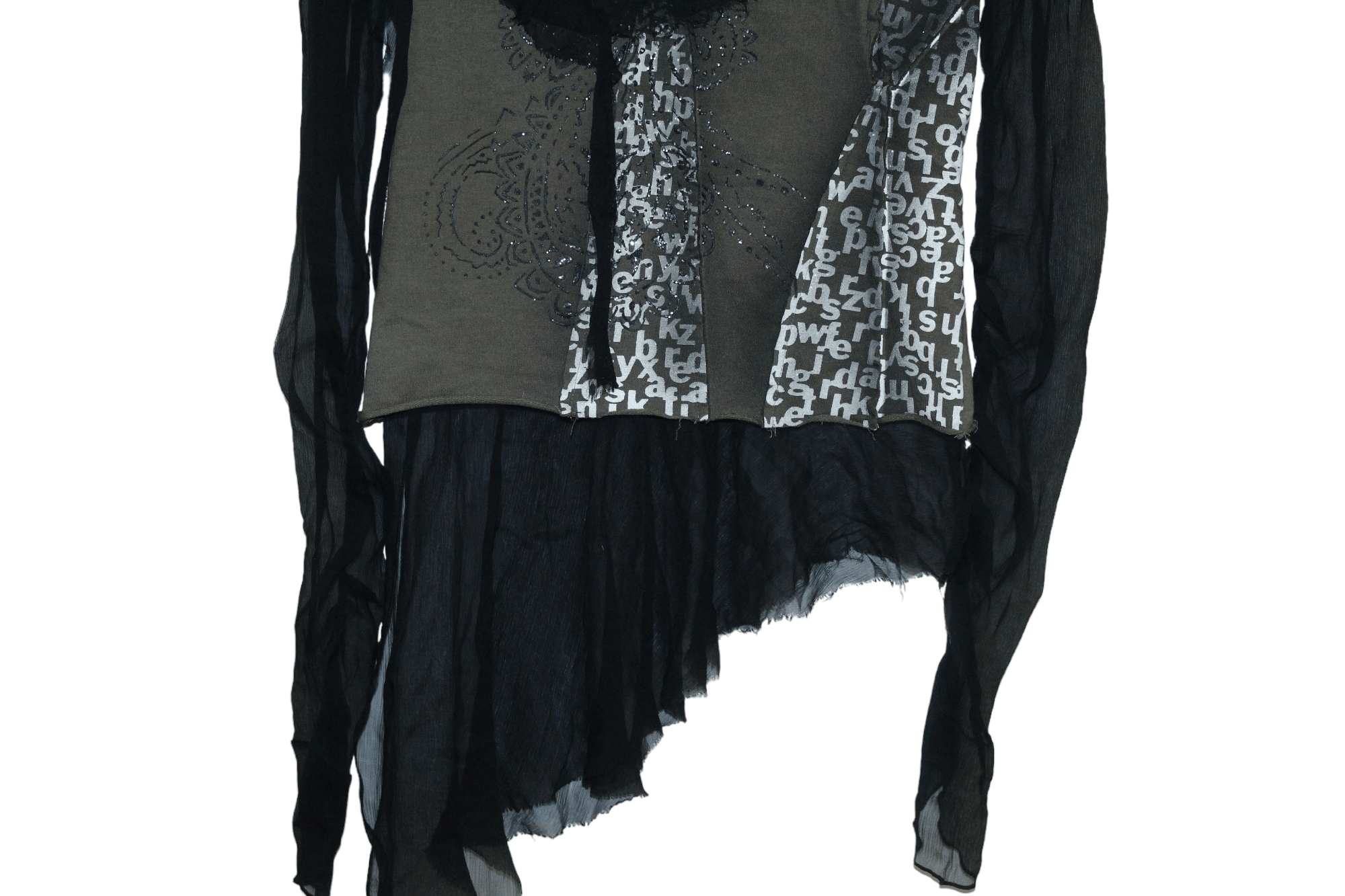 Japanese Brand Rare💥 ANNAPIANURA Asymmetrical Disstressed Mesh Top Size M / US 6-8 / IT 42-44 - 4 Thumbnail