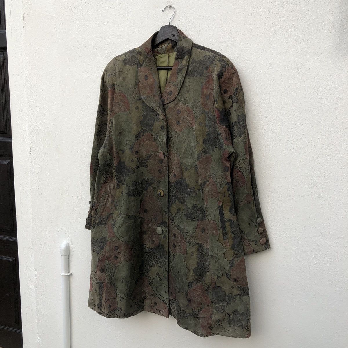 Japanese Brand VINTAGE LEATHER JACKET FLOWER FLORAL FULL PRINT LONG JACKET Size US M / EU 48-50 / 2 - 2 Thumbnail