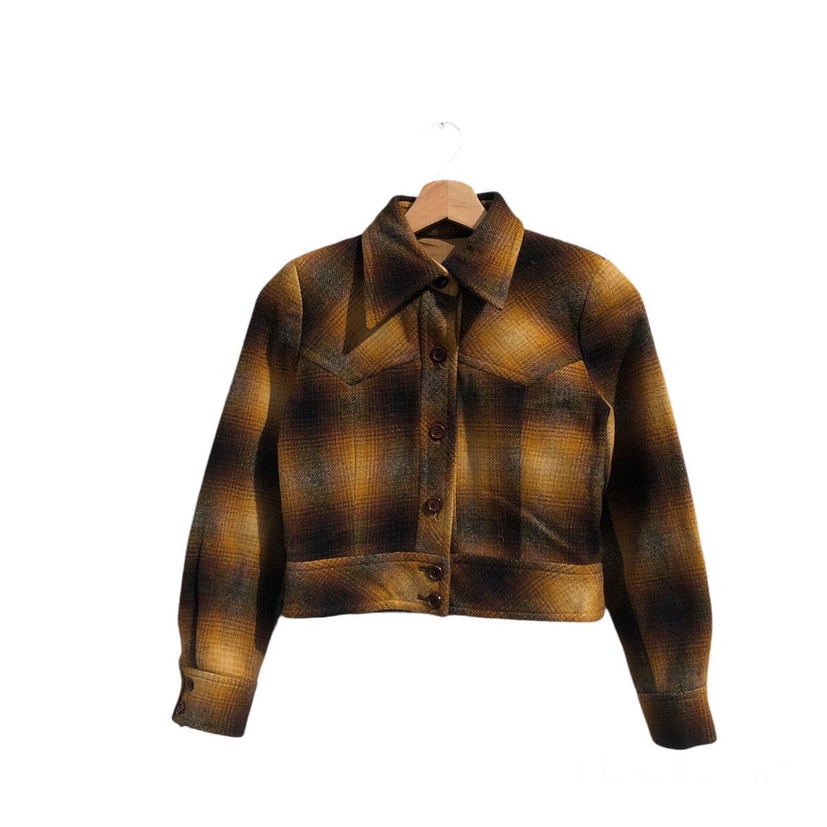 Japanese Brand VINTAGE CROPPED FLANNEL JACKET TARTAN DESIGN Size US S / EU 44-46 / 1 - 1 Thumbnail