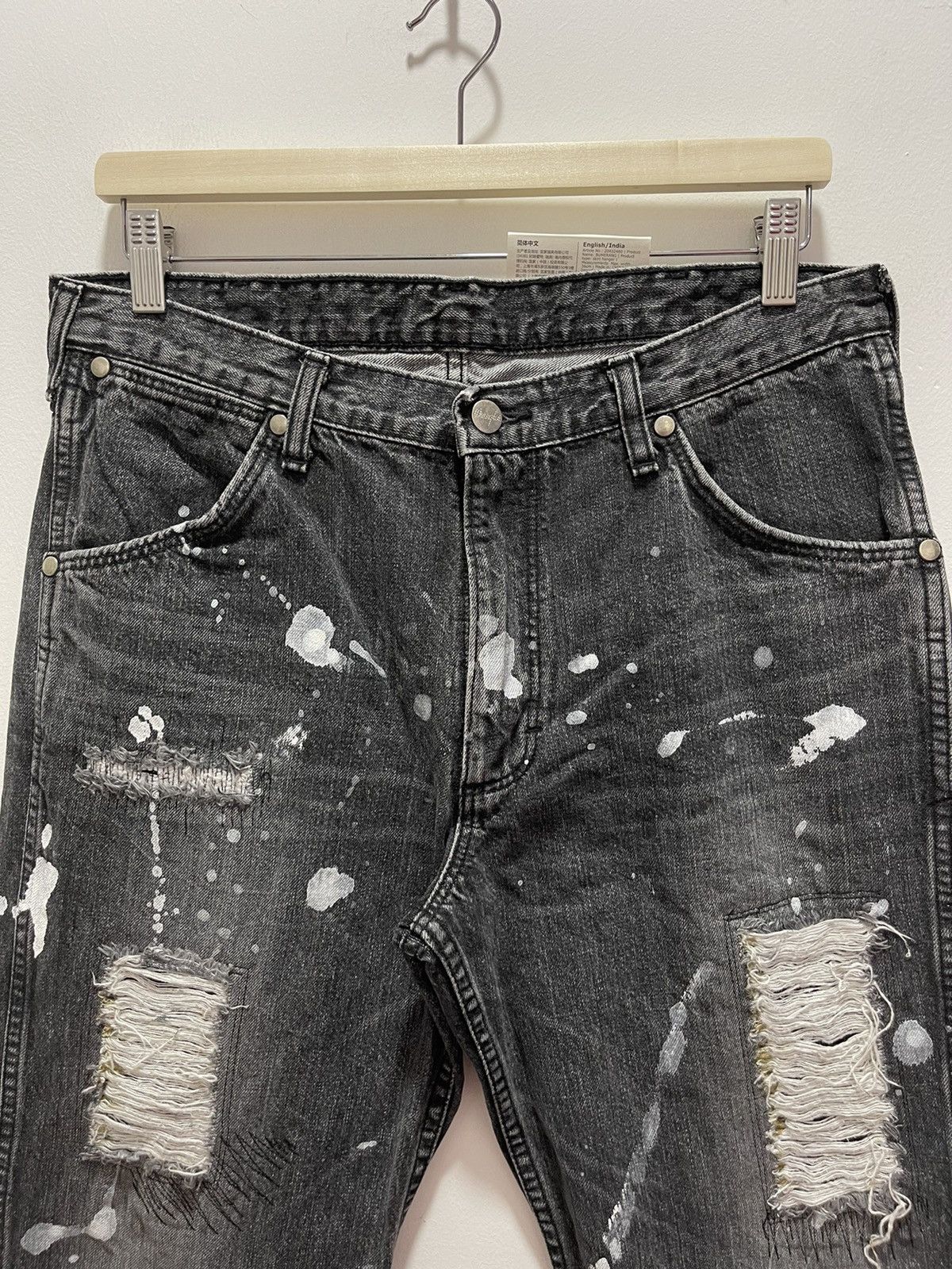 Japanese Brand VINTAGE WRENGLER PATCHWORK RIPPED SPLATTER PAINTS DISTRESSED Size US 32 / EU 48 - 5 Thumbnail
