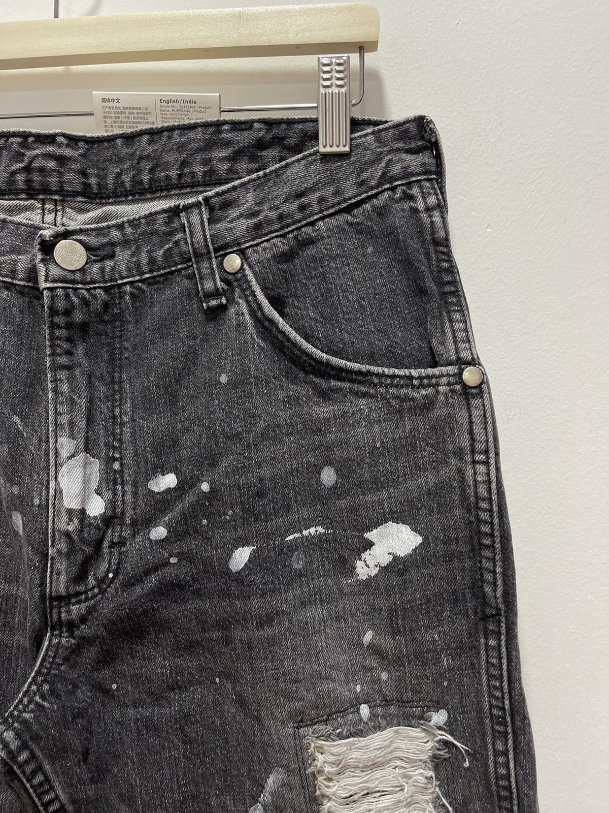Japanese Brand VINTAGE WRENGLER PATCHWORK RIPPED SPLATTER PAINTS DISTRESSED Size US 32 / EU 48 - 3 Thumbnail