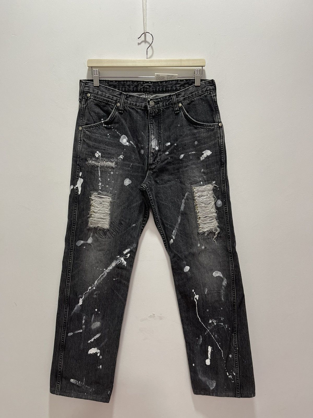 Japanese Brand VINTAGE WRENGLER PATCHWORK RIPPED SPLATTER PAINTS DISTRESSED Size US 32 / EU 48 - 2 Thumbnail