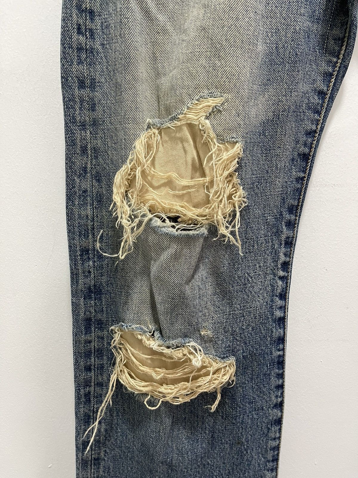 Vintage JAPANESE PATCHWORK RIPPED SELVEDGE SLIMFIT DISTRESSED JEANS Size US 32 / EU 48 - 8 Thumbnail
