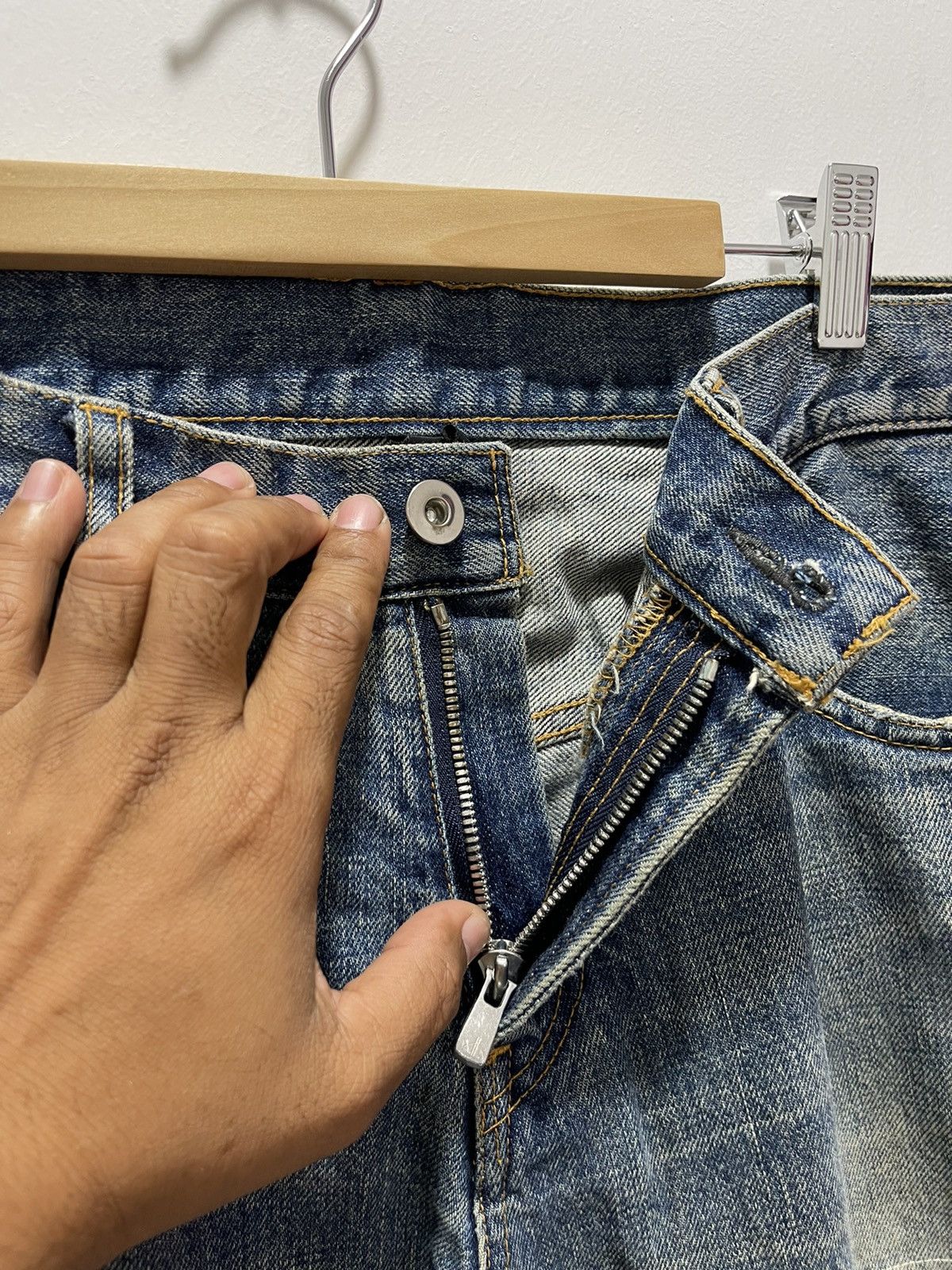 Vintage JAPANESE PATCHWORK RIPPED SELVEDGE SLIMFIT DISTRESSED JEANS Size US 32 / EU 48 - 10 Thumbnail
