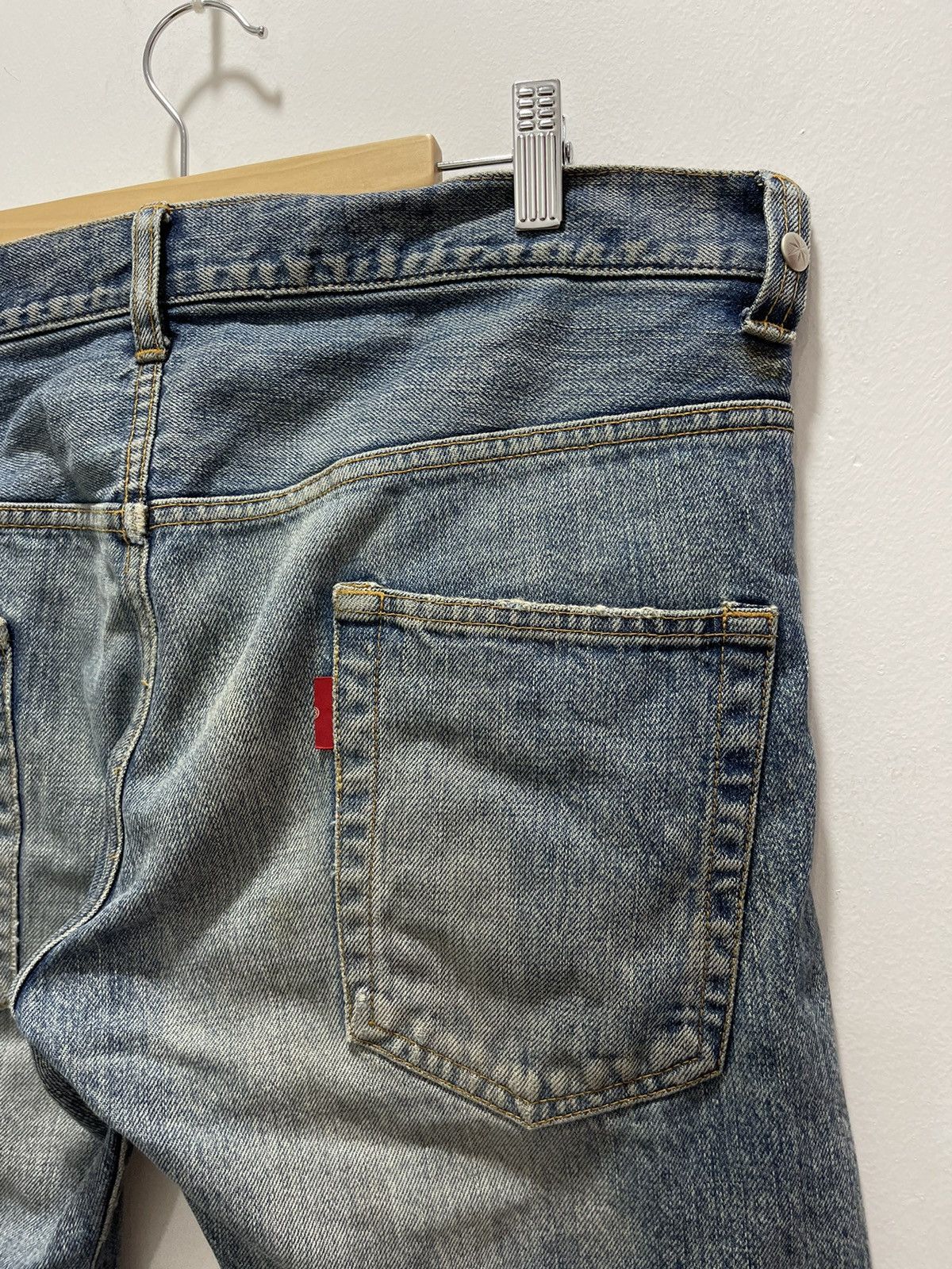 Vintage JAPANESE PATCHWORK RIPPED SELVEDGE SLIMFIT DISTRESSED JEANS Size US 32 / EU 48 - 13 Thumbnail