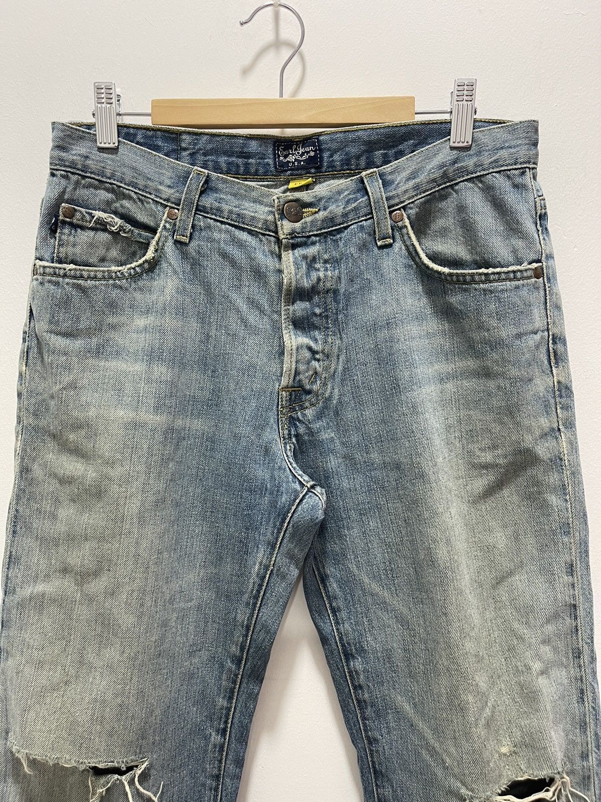 Earl Jeans VINTAGE EARL JEAN RIPS WASHED BLUE DISTRESSED DENIM Size US 30 / EU 46 - 4 Thumbnail