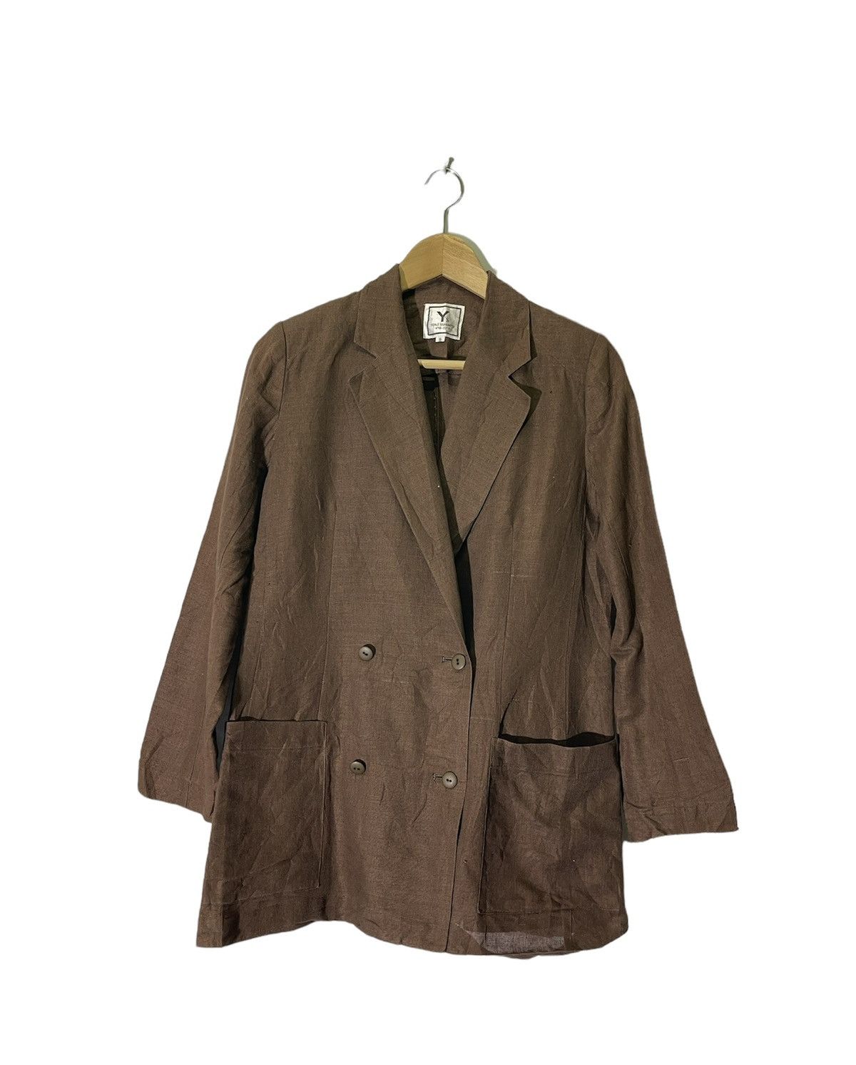 Vintage YOHJI YAMAMOTO DOUBLE BREASTED LINEN SUIT JACKET Size US S / EU 44-46 / 1 - 1 Thumbnail