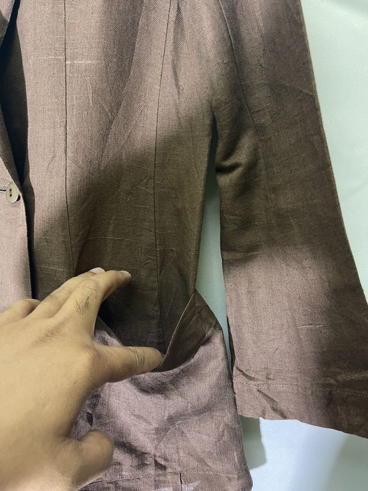 Vintage YOHJI YAMAMOTO DOUBLE BREASTED LINEN SUIT JACKET Size US S / EU 44-46 / 1 - 8 Thumbnail