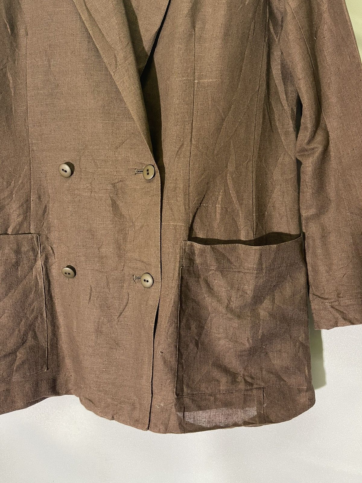 Vintage YOHJI YAMAMOTO DOUBLE BREASTED LINEN SUIT JACKET Size US S / EU 44-46 / 1 - 4 Thumbnail
