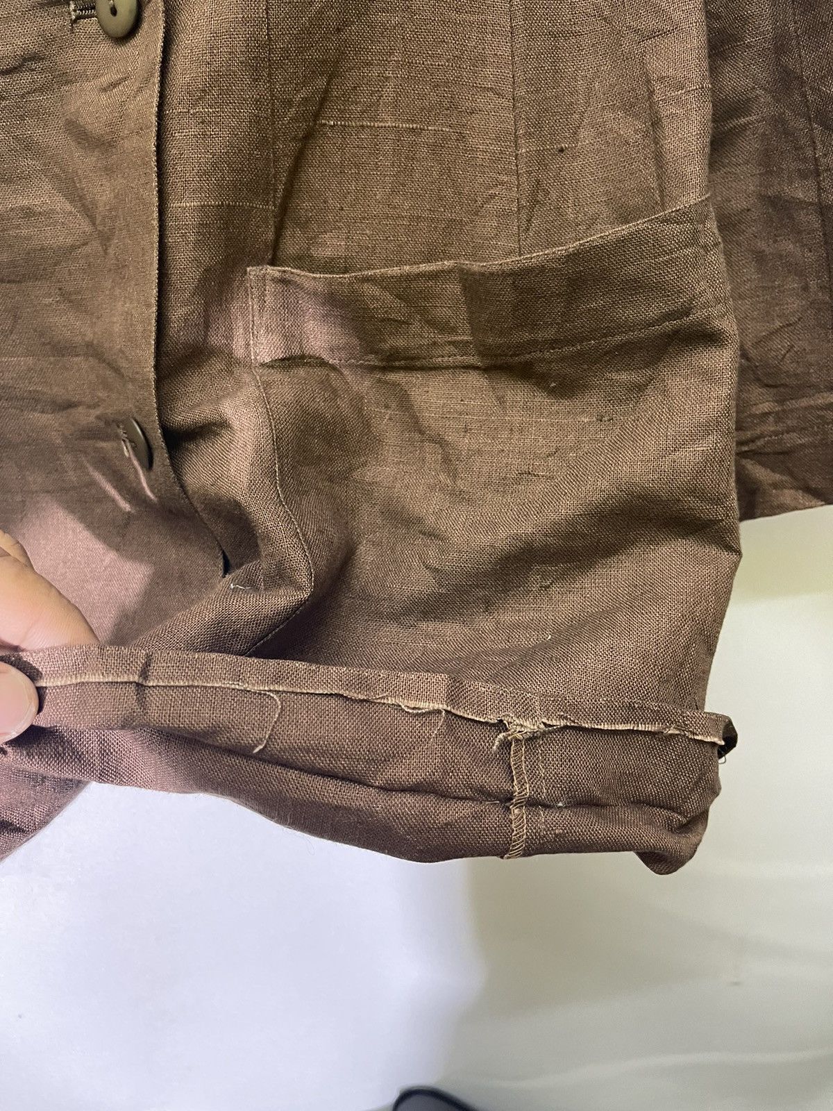 Vintage YOHJI YAMAMOTO DOUBLE BREASTED LINEN SUIT JACKET Size US S / EU 44-46 / 1 - 9 Thumbnail