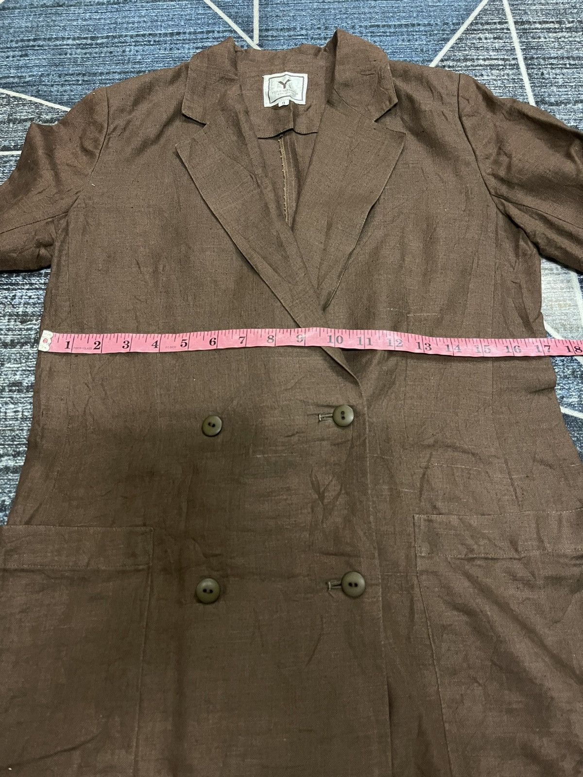 Vintage YOHJI YAMAMOTO DOUBLE BREASTED LINEN SUIT JACKET Size US S / EU 44-46 / 1 - 13 Thumbnail