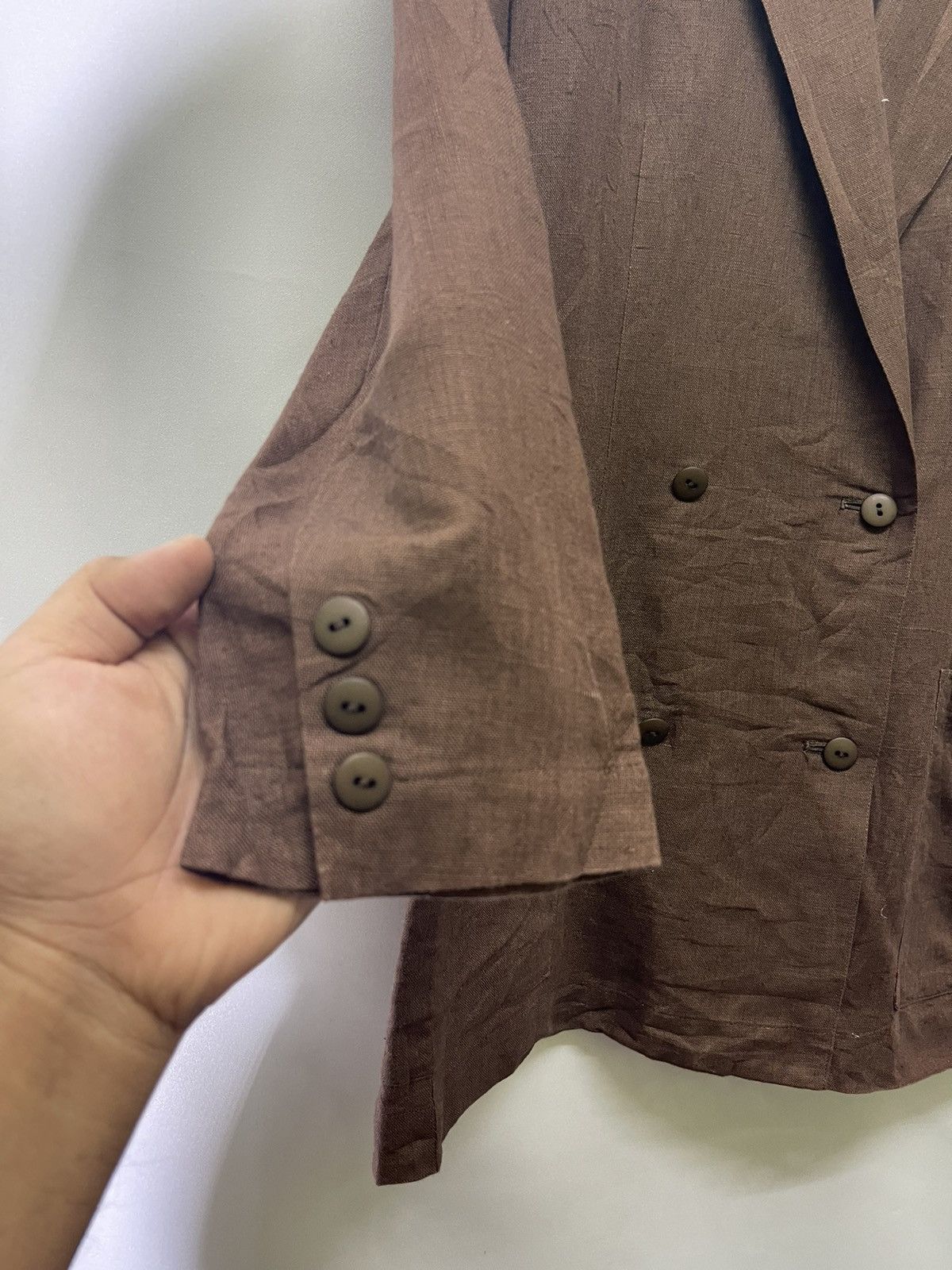 Vintage YOHJI YAMAMOTO DOUBLE BREASTED LINEN SUIT JACKET Size US S / EU 44-46 / 1 - 5 Thumbnail