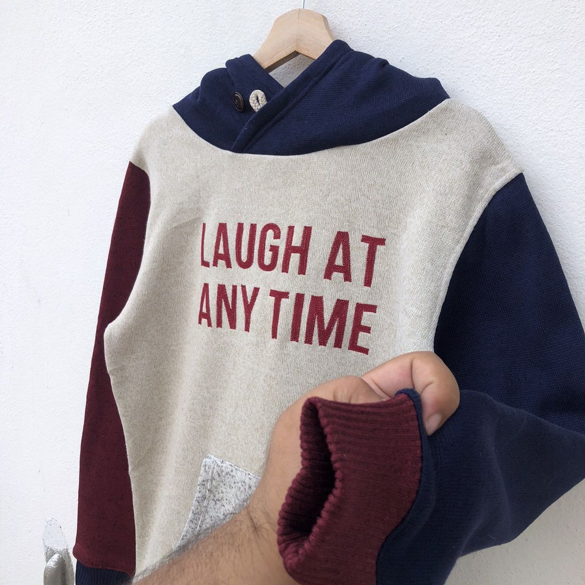 Japanese Brand TRITONE COLOUR HOODIE SWEATER POWER OF THE PEOPLE BIG LOGO Size US L / EU 52-54 / 3 - 5 Thumbnail