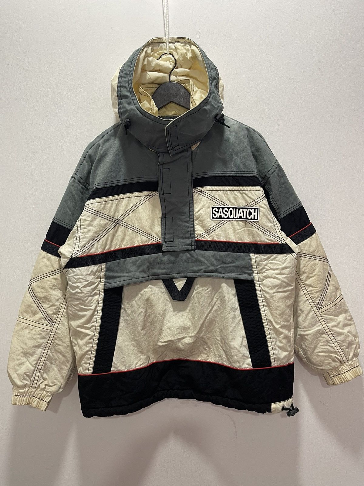 image of Sasquatchfabrix x Ski Vintage Sasquatch Ski Design Bomber Jacket Distressed, Men's (Size Large)