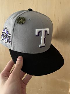 New Era Texas Rangers Fuji 1995 All Star Game Patch Hat Club Exclusive 59FIFTY Fitted Hat Grey/Black