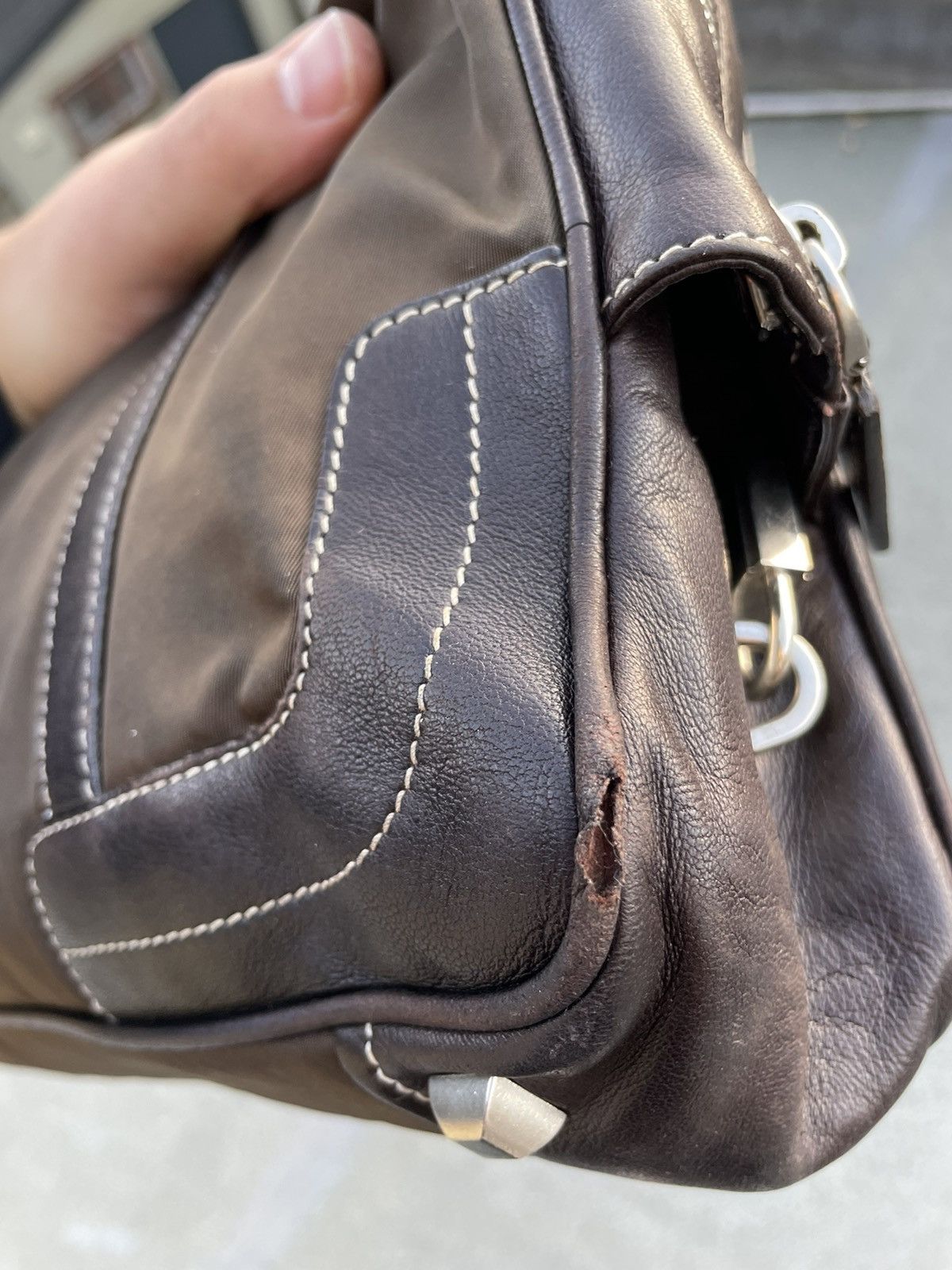 Prada Prada Milano Shoulder Leather Nylon Bag Size ONE SIZE - 5 Thumbnail