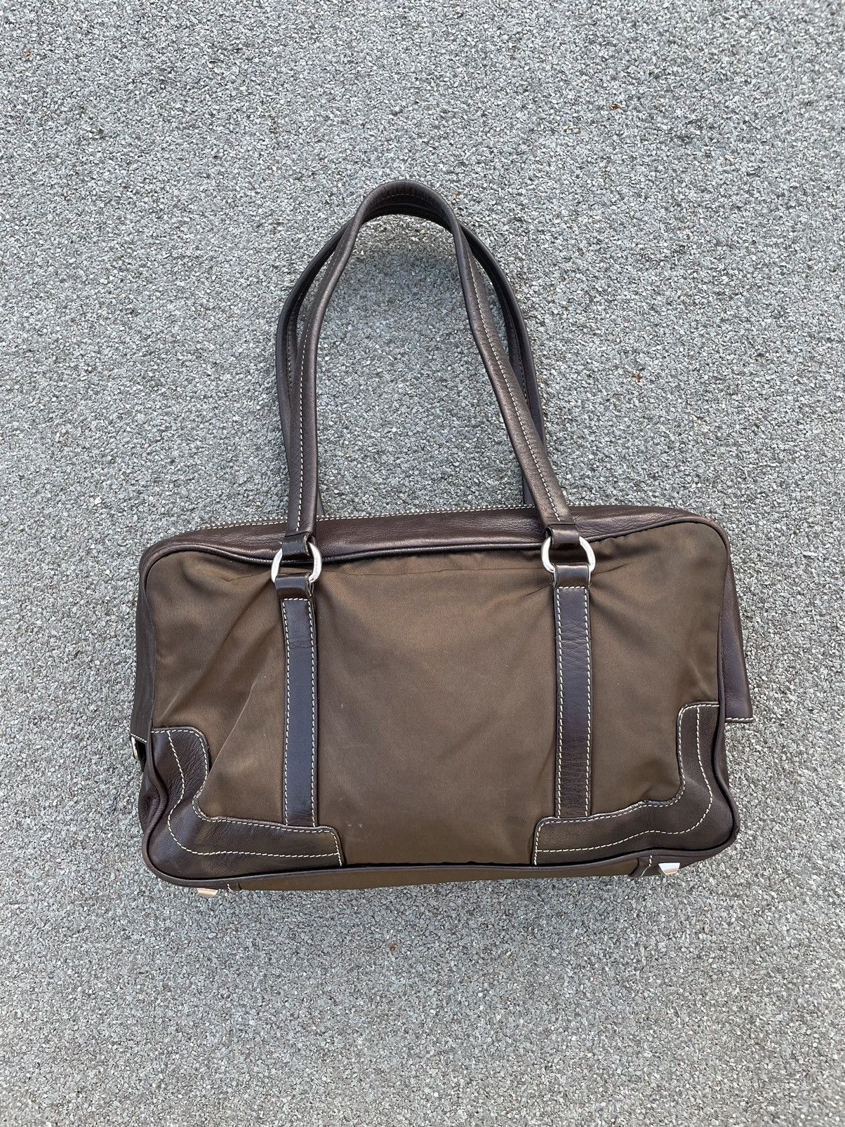 Prada Prada Milano Shoulder Leather Nylon Bag Size ONE SIZE - 2 Thumbnail