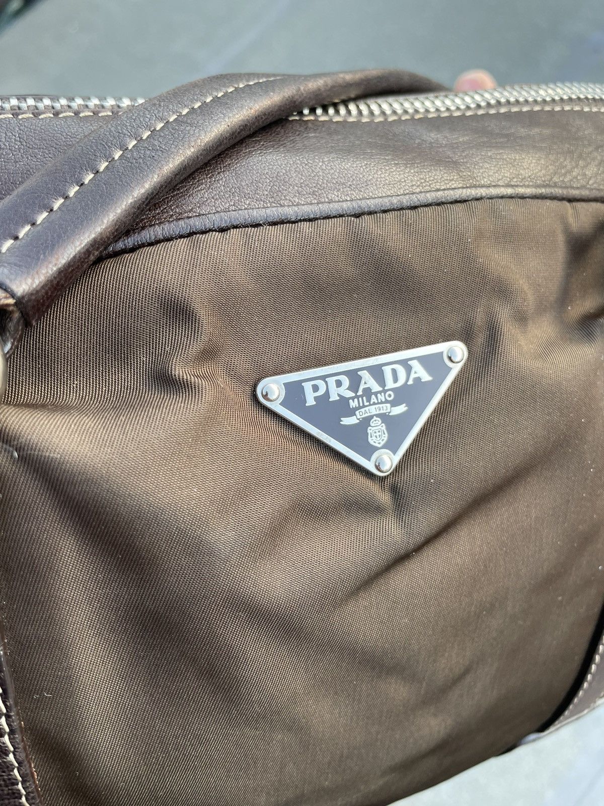 Prada Prada Milano Shoulder Leather Nylon Bag Size ONE SIZE - 6 Thumbnail