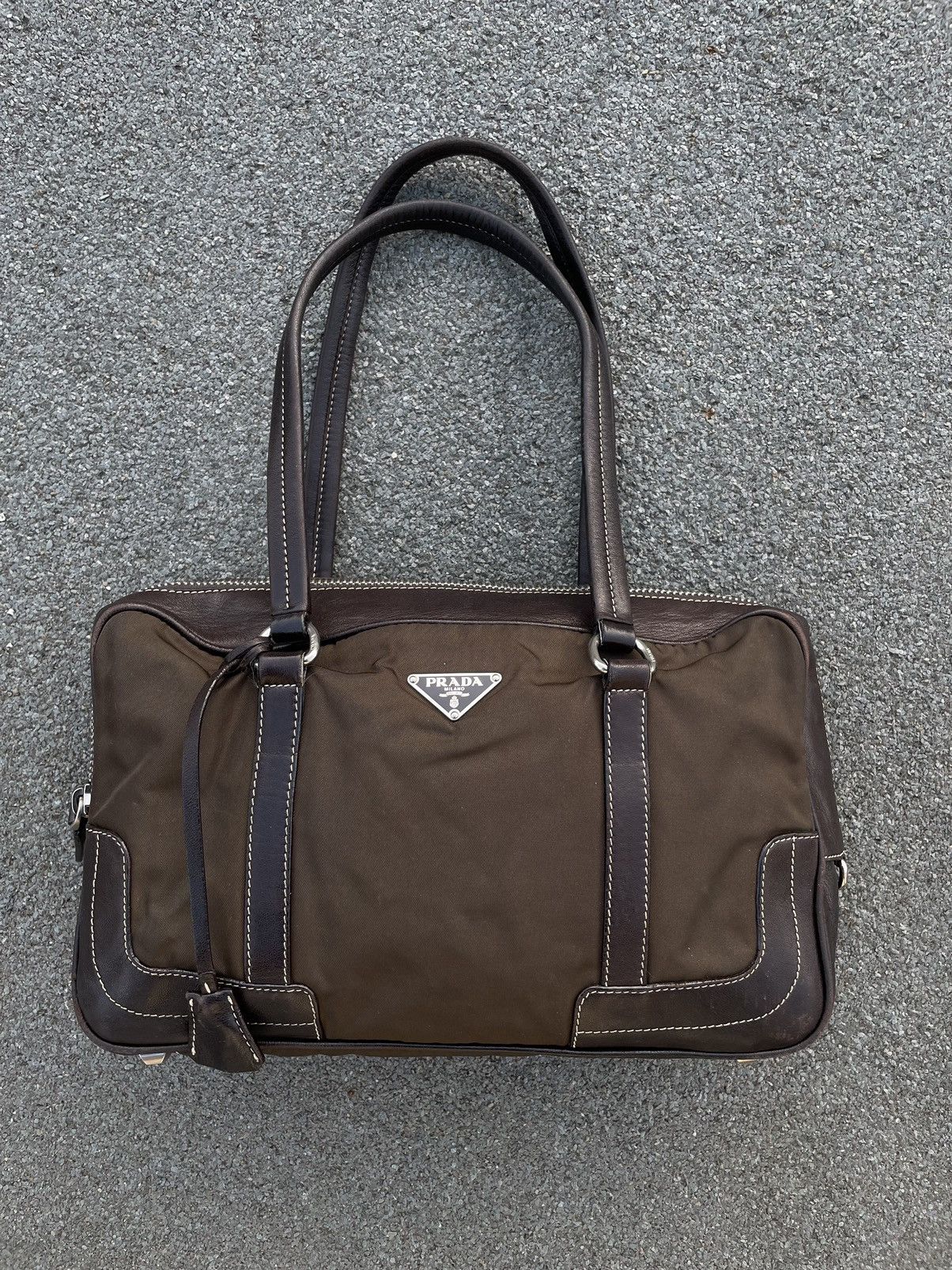 Prada Prada Milano Shoulder Leather Nylon Bag Size ONE SIZE - 1 Thumbnail