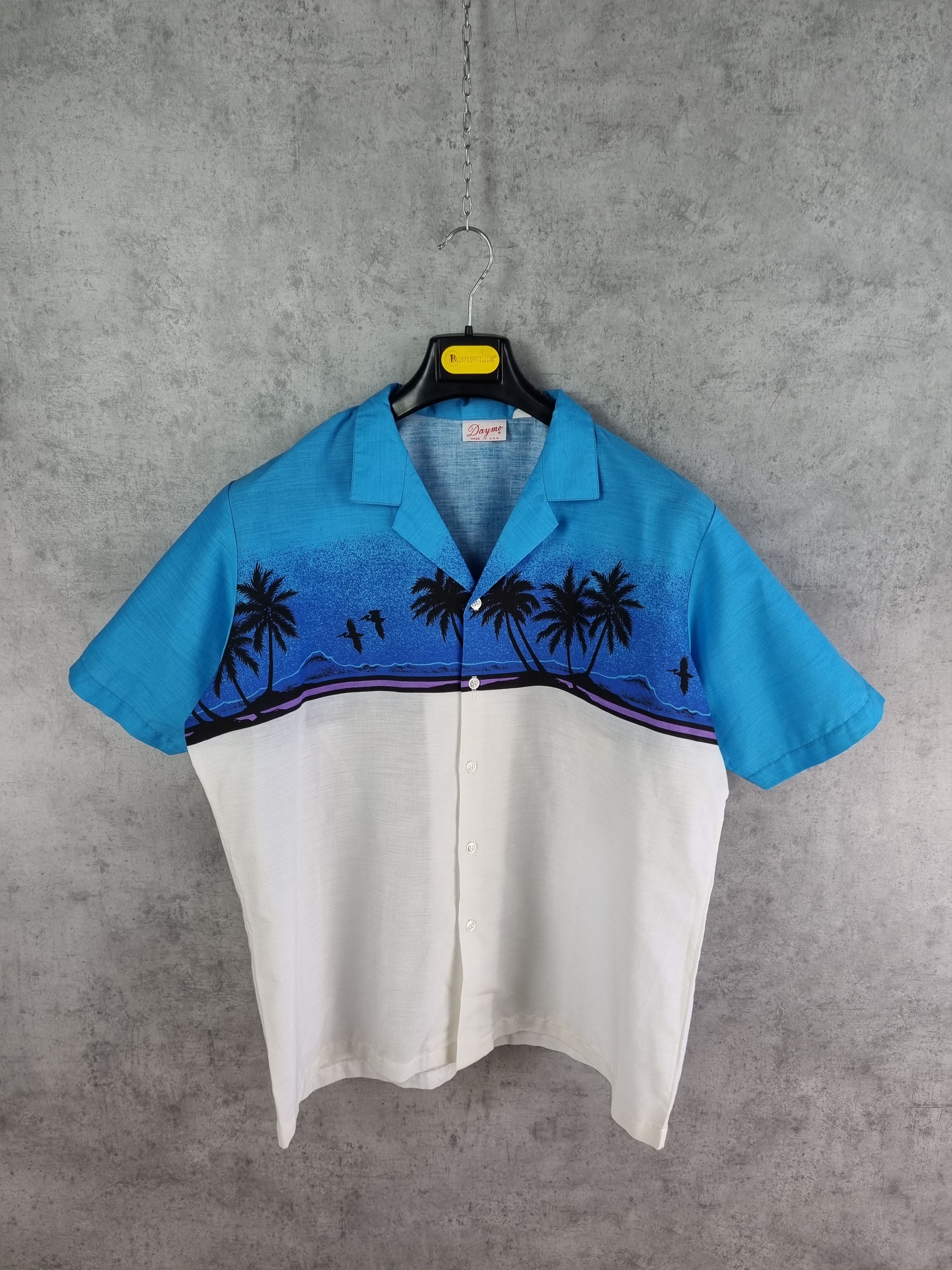 Other 80s Daymo Hawaiian Shirt Paradise Palms Beach Sea Print Size US XL / EU 56 / 4 - 14 Thumbnail