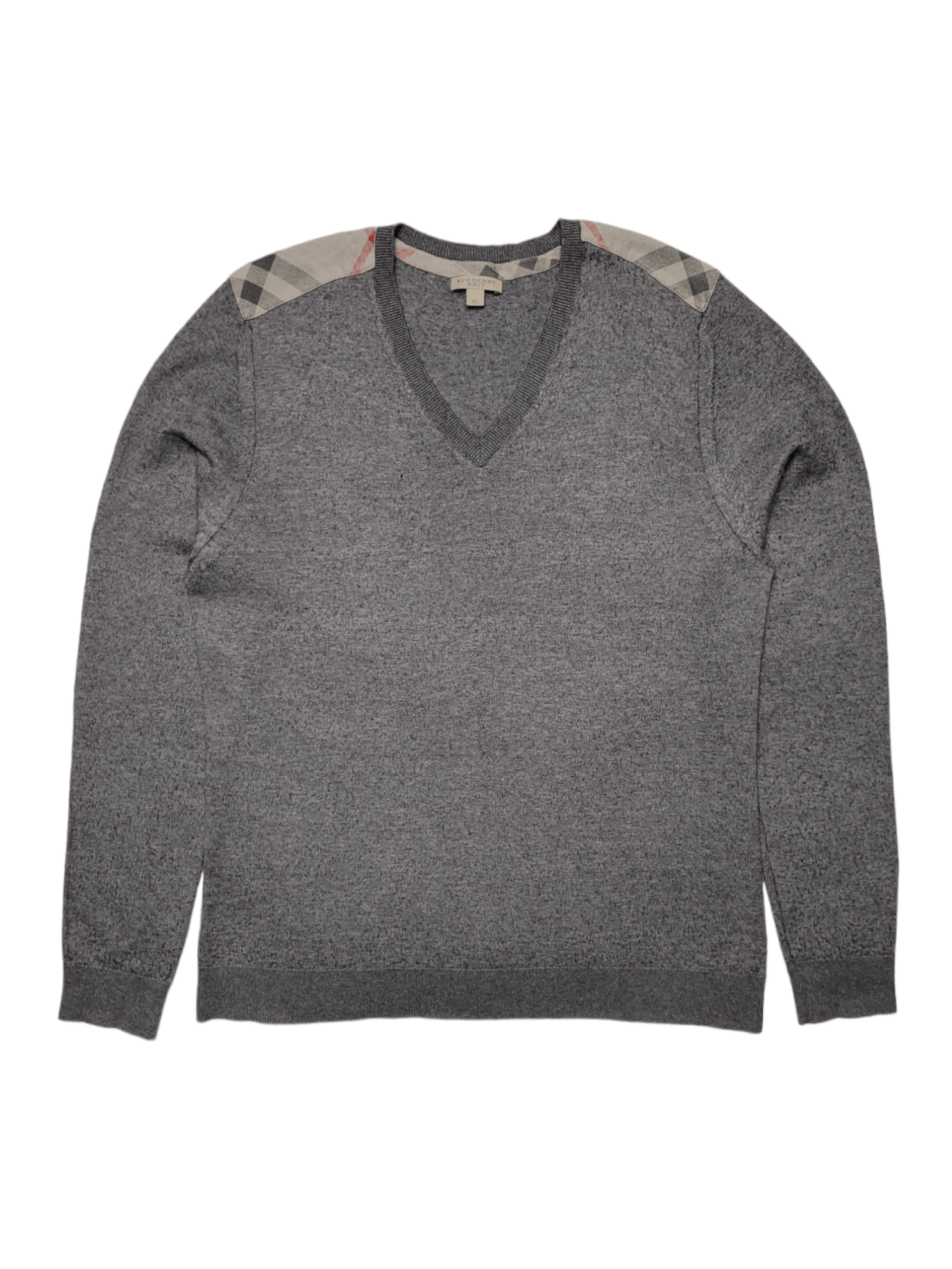 Burberry brit cashmere vneck jumper check shoulder