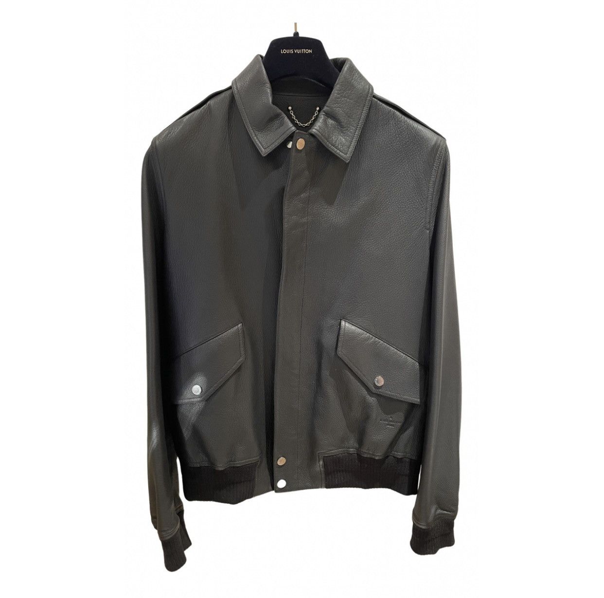 image of Louis Vuitton Leather Jacket in Black, Men's (Size Medium)