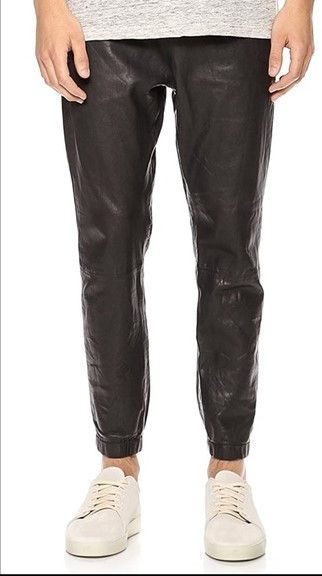 J Brand J Brand Black Leather Joggers Slim Slouch Size US 32 / EU 48 - 13 Thumbnail