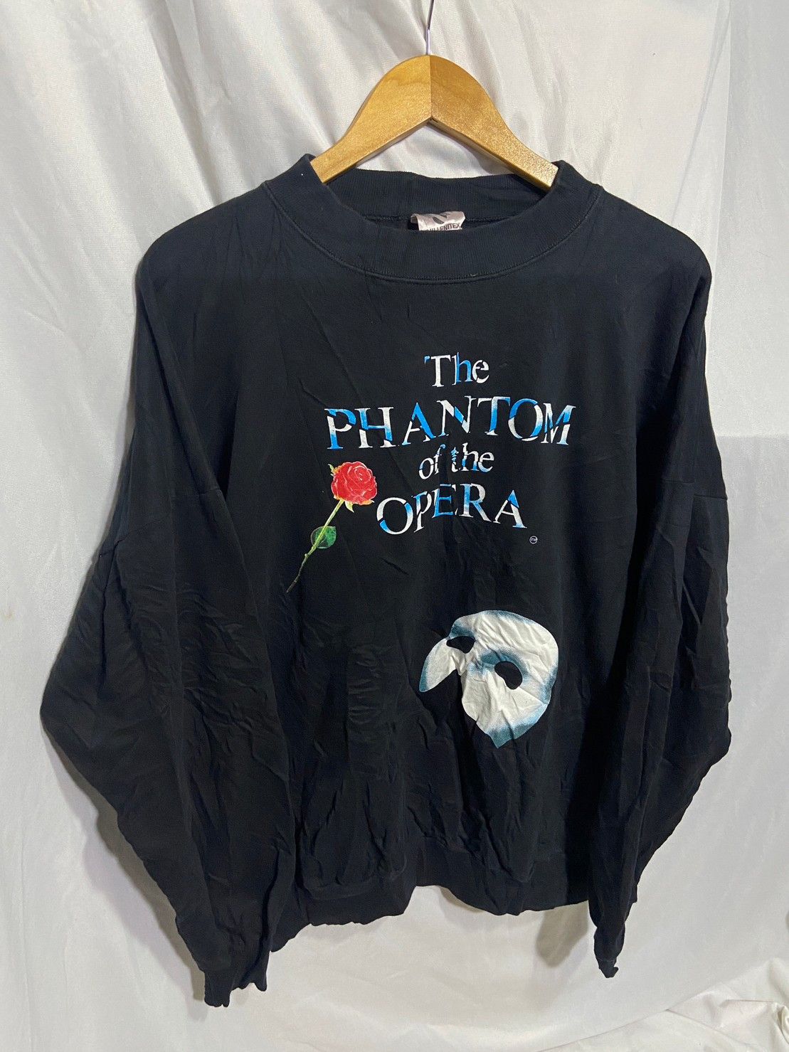 Sweatshirt Vintage Russell Athletic - Phantom Of The Opera - Taille M - Homme - Noir - Très Bon état