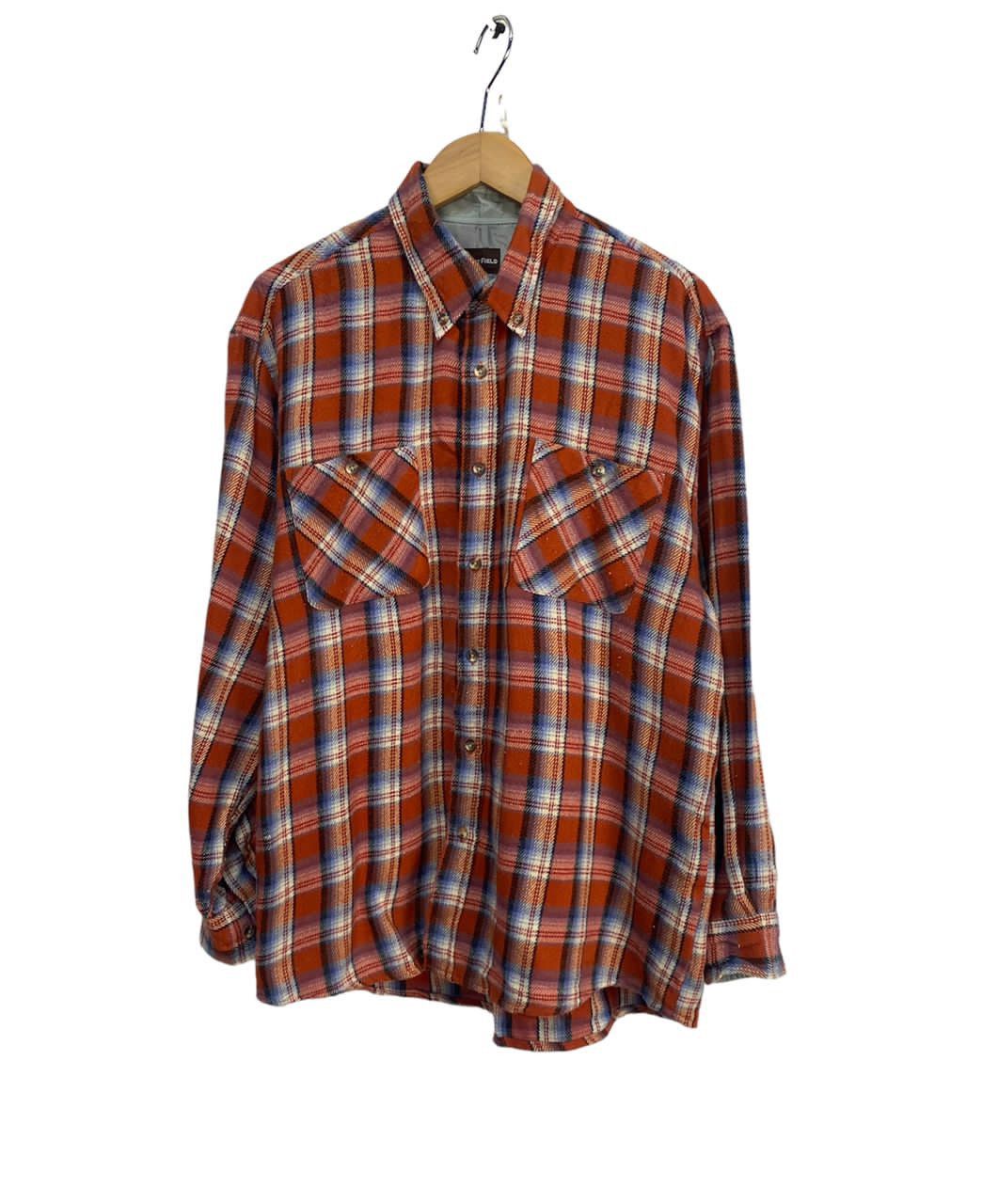 Vintage moon lit field button up flannel shirt