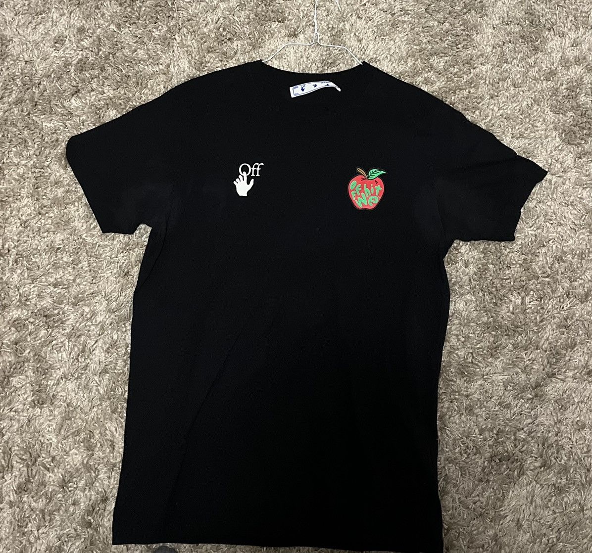 image of Off White Apple Shirt With White Arrows in Black, Men's (Size Medium)