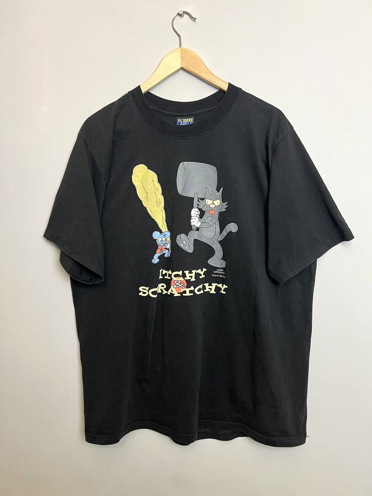 Image of Cartoon Network x Movie Vintage 1999 Itchy And Scratchy Movie Cartoon Simpsons Tee in Black (Size X