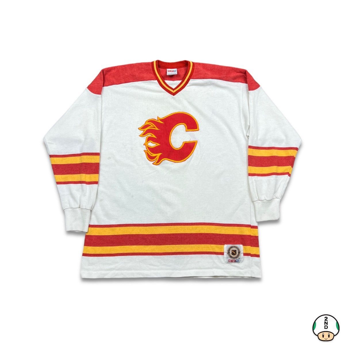Vintage 80s CCM Calgary Flames Hockey Jersey Stitched NHL