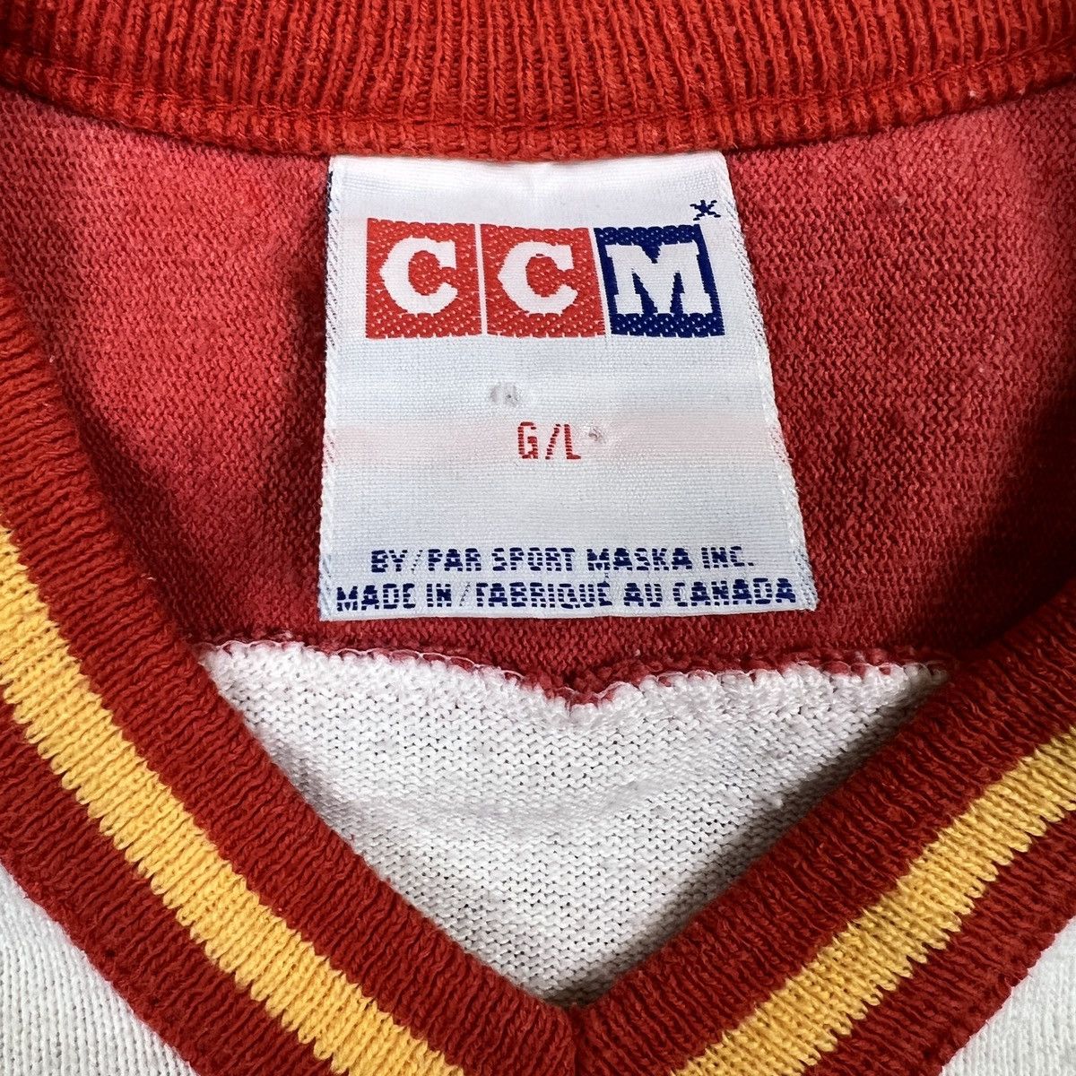 Ccm Vintage 80s CCM Calgary Flames Hockey Jersey Stitched NHL Size US L / EU 52-54 / 3 - 8 Thumbnail