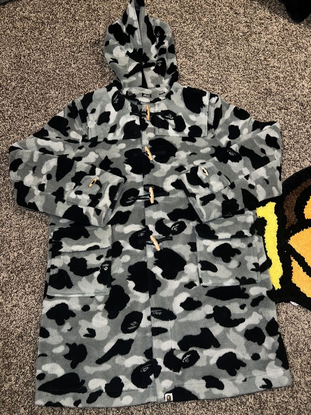 Bape Gray Camo Fleece Duffle Coat