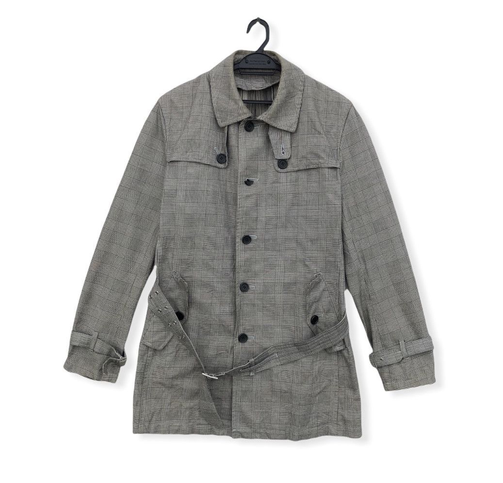 VINTAGE CHECKED LONG BELTED COAT