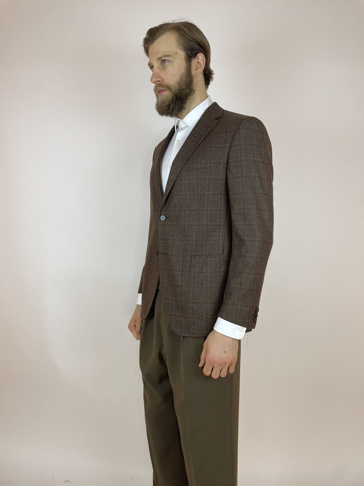 Loro Piana BUTCH Loro Piana 120's Wool Blazer Plaid pattern Mens Size 52S - 6 Thumbnail