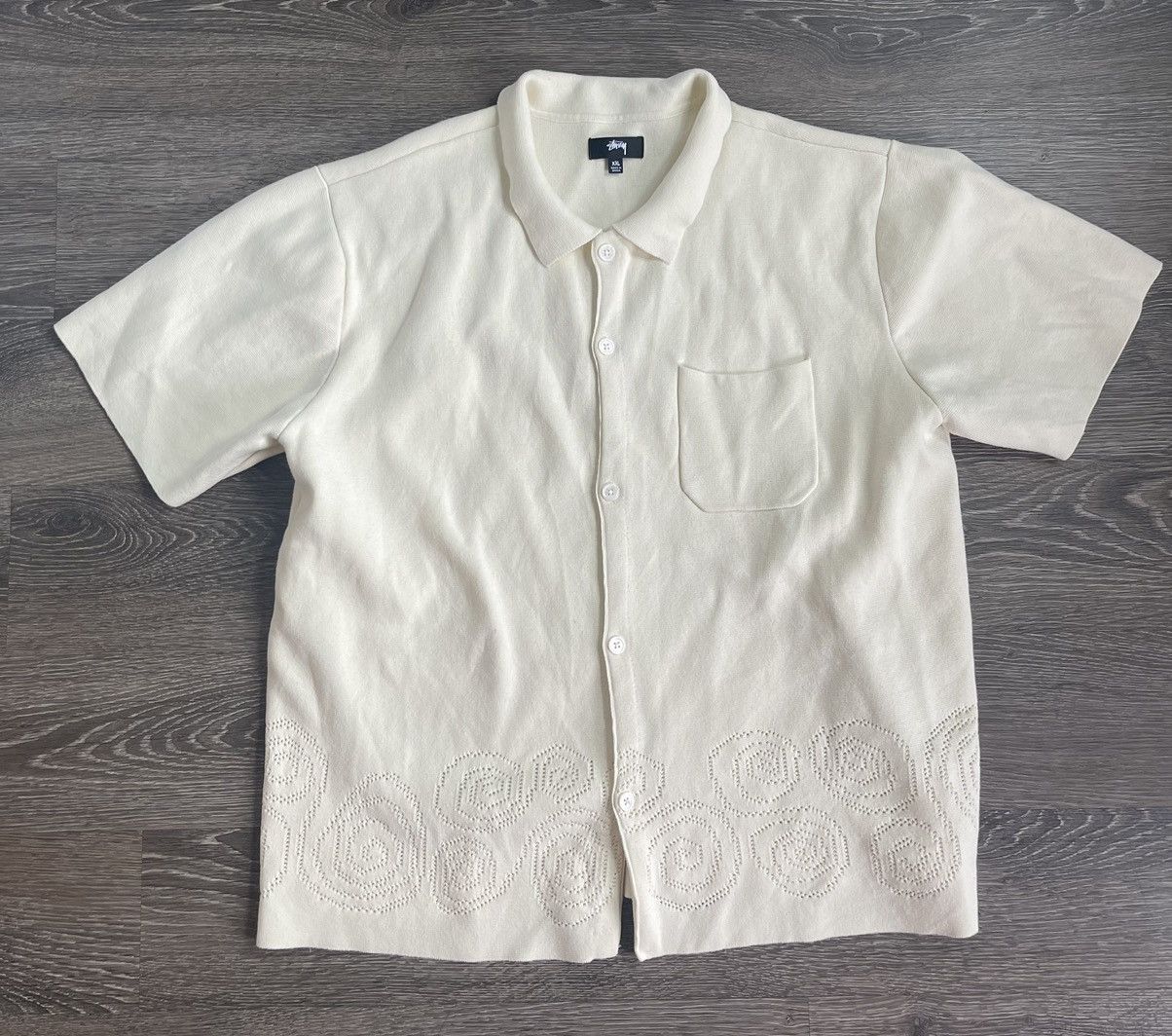 Stussy Perforated Swirl Knit T-Shirt size S mens vtg | eBay