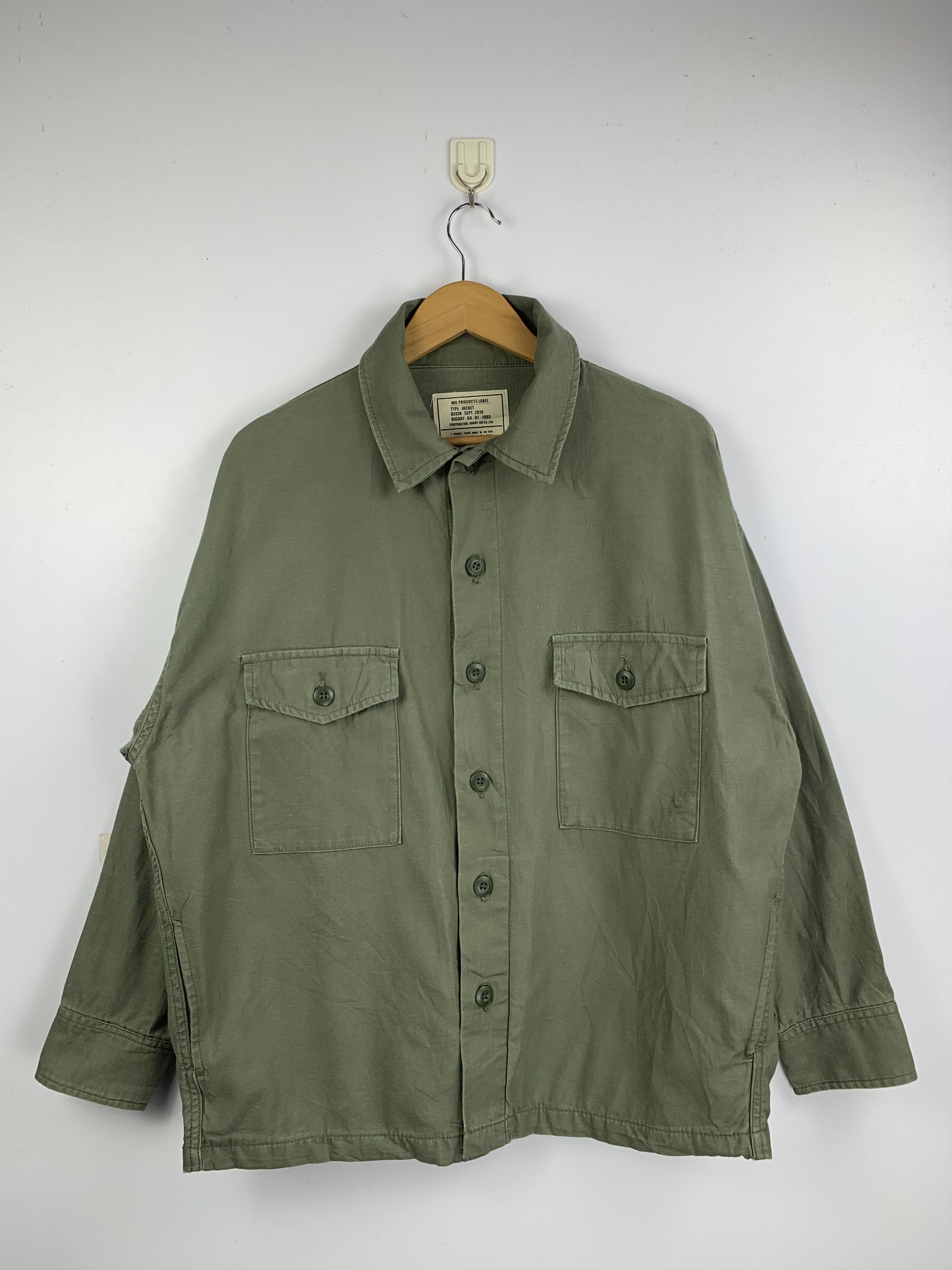 image of Back Number Military Jacket in Army Green, Men's (Size Large)
