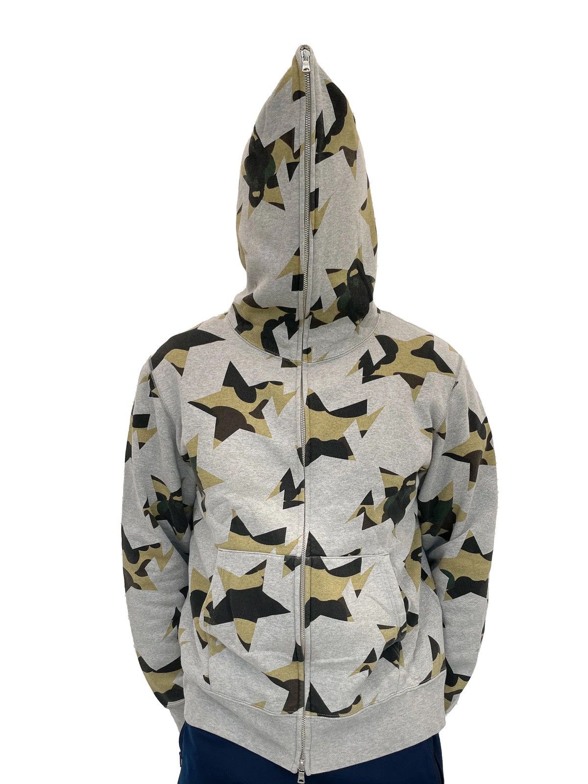 image of Bape 1St Camo Sta Pattern Full Zip Hoodie in Grey, Men's (Size XL)