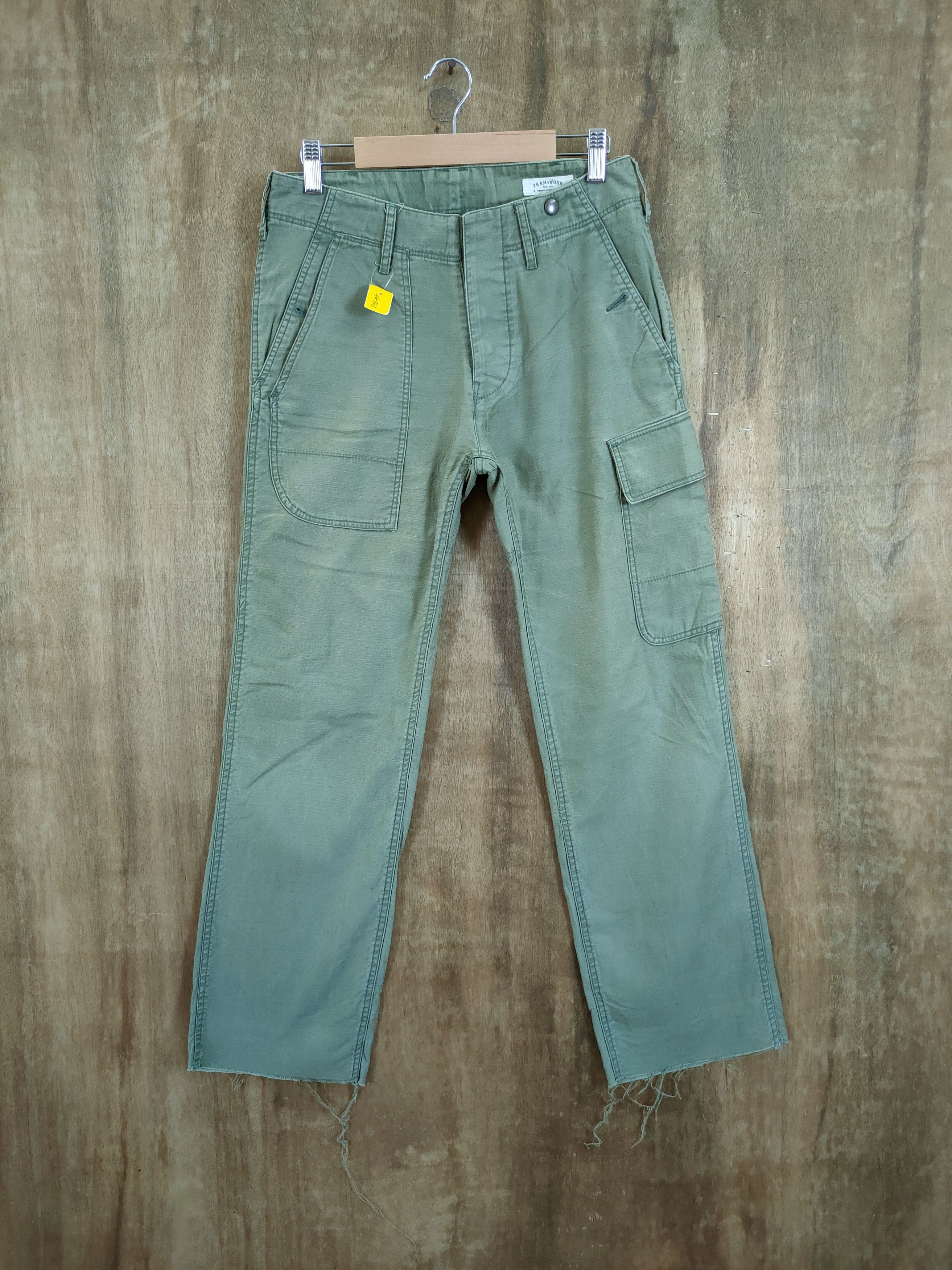 image of Distressed Denim Frame Work Distressed Multipocket Cargo Pants 46-880 in Green, Men's (Size 28)