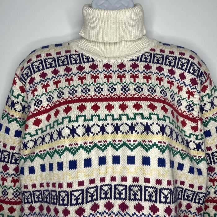 Vintage 80s Talbots Primary Colors Fair Isle Turtleneck Sweater | Grailed