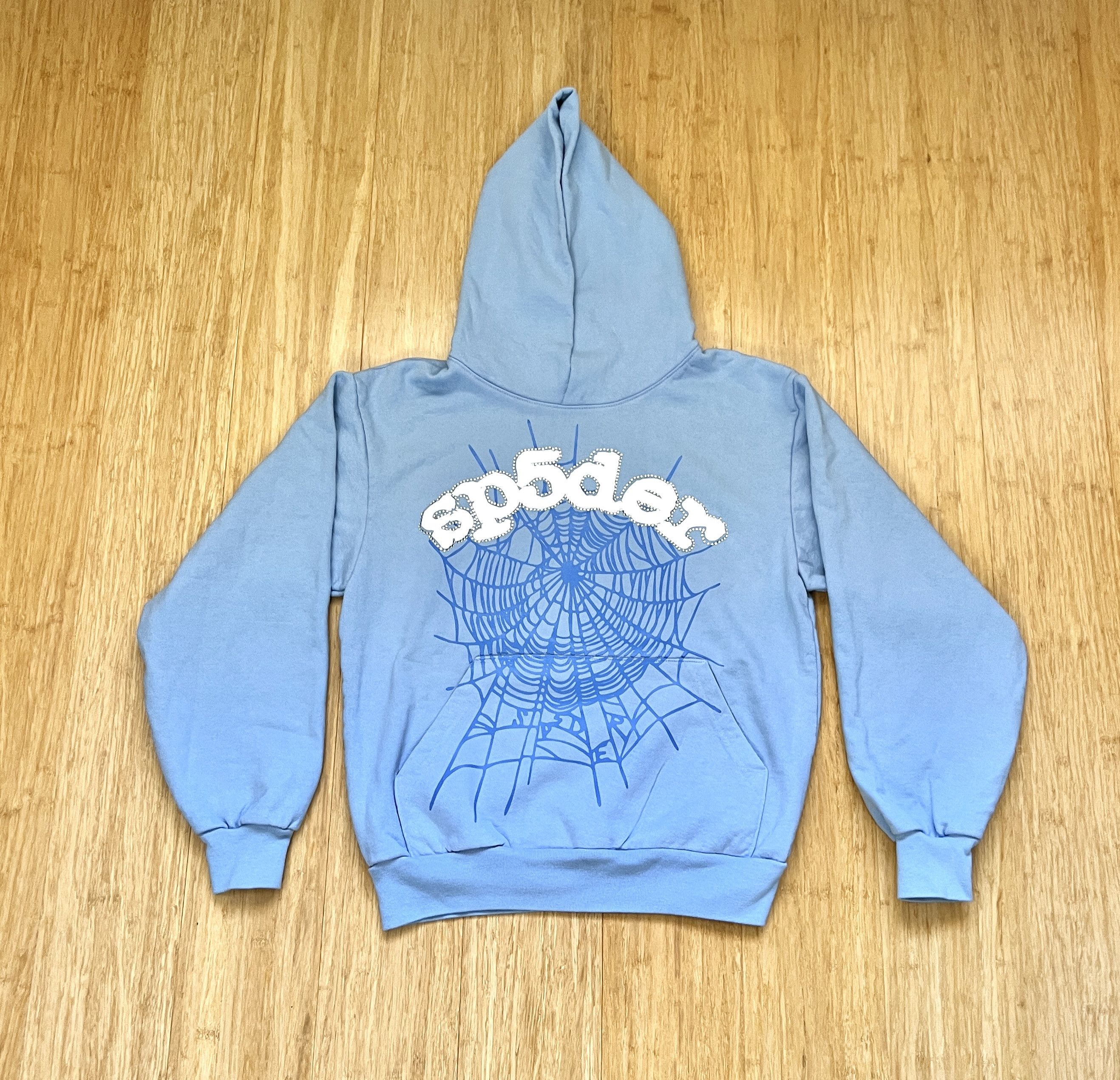 Sp5der Sky Blue Web Hoodie