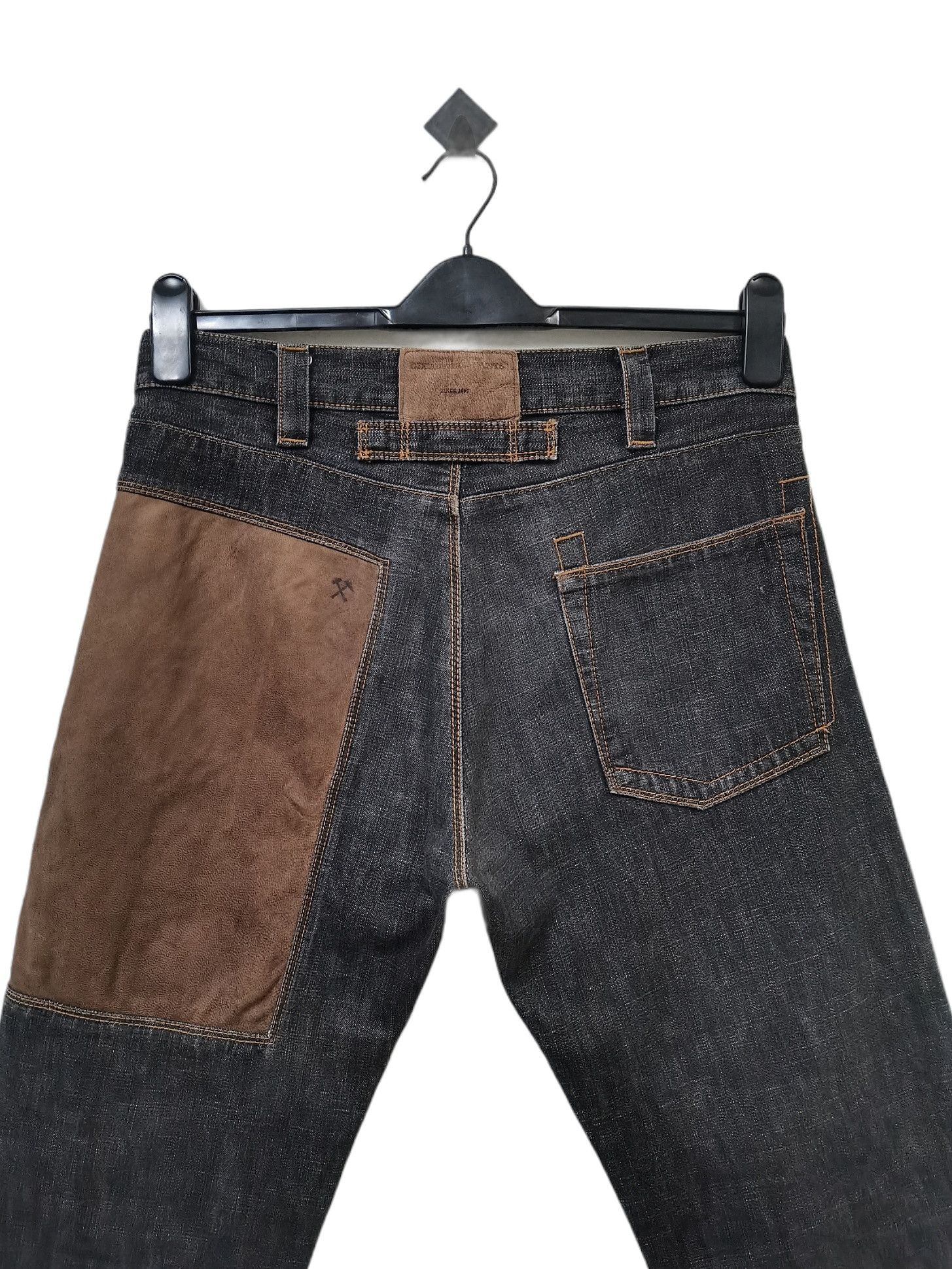 Other 🔥🔥🔥Made in Italy Hybrid Denim Leather Jeans Rare Design Size US 32 / EU 48 - 3 Thumbnail